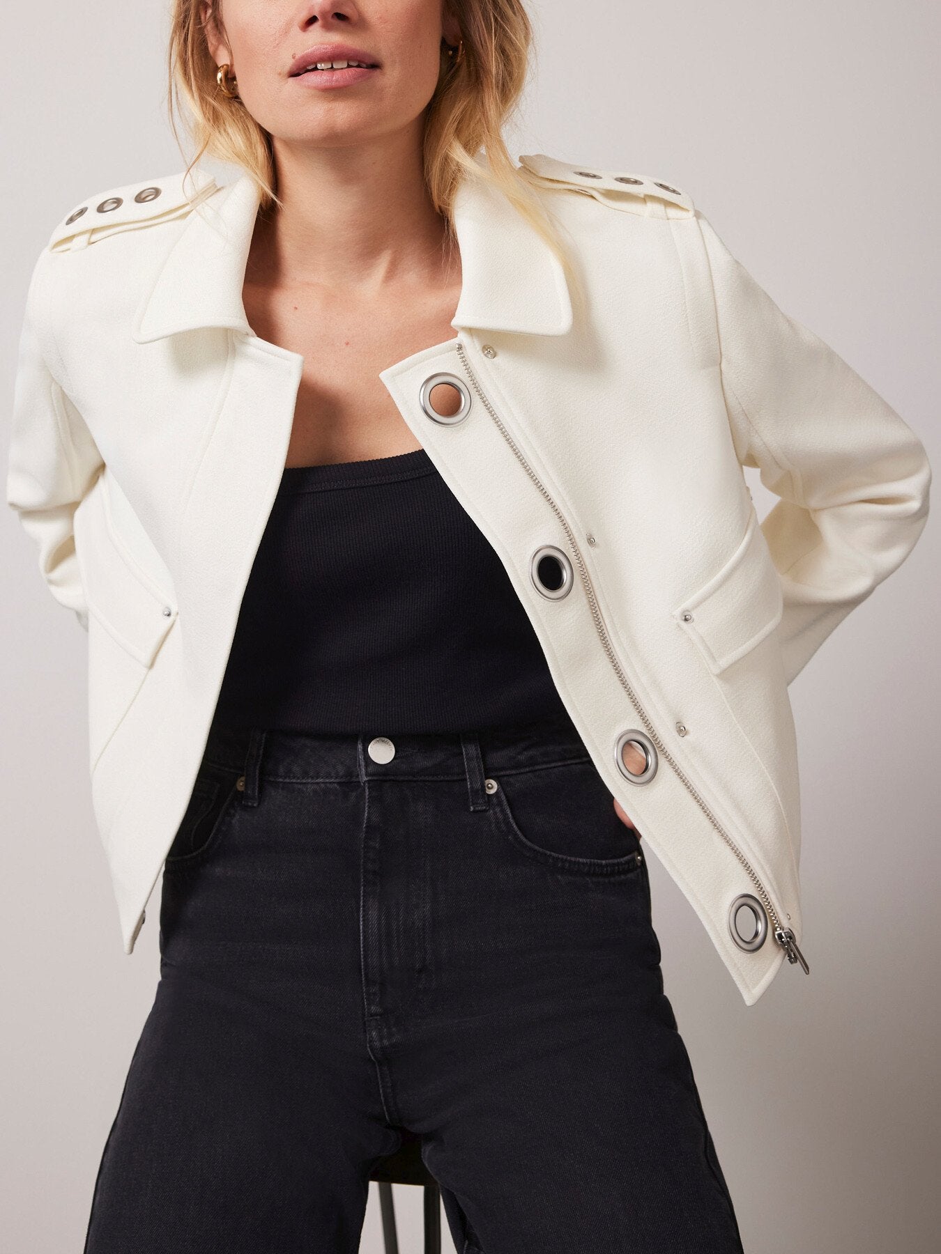 Eyelet Detail Jacket
