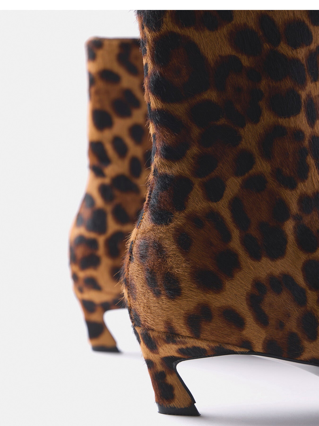 Leopard Print Leather Textured Ankle Boot