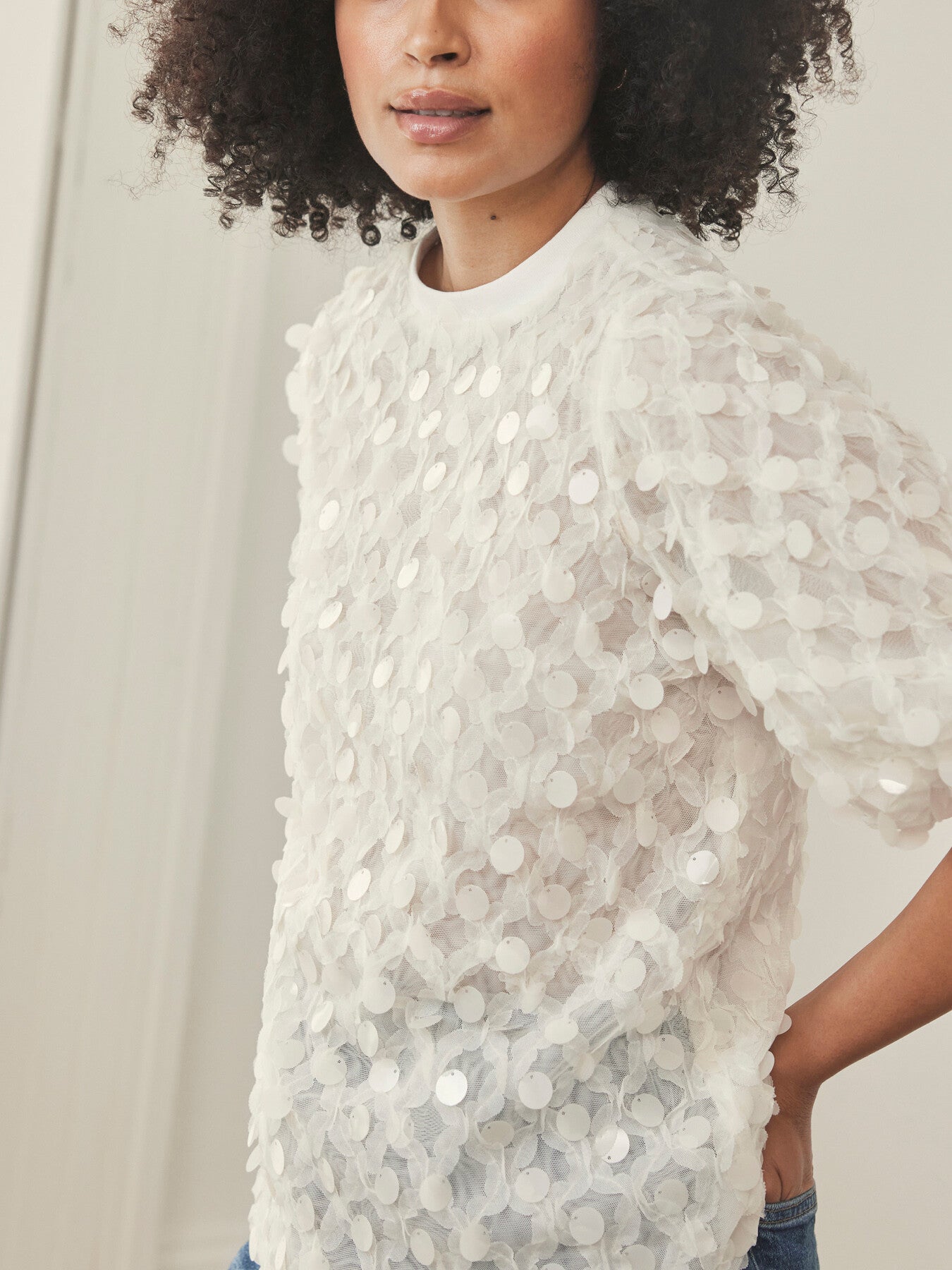 Sequin Mesh T-Shirt