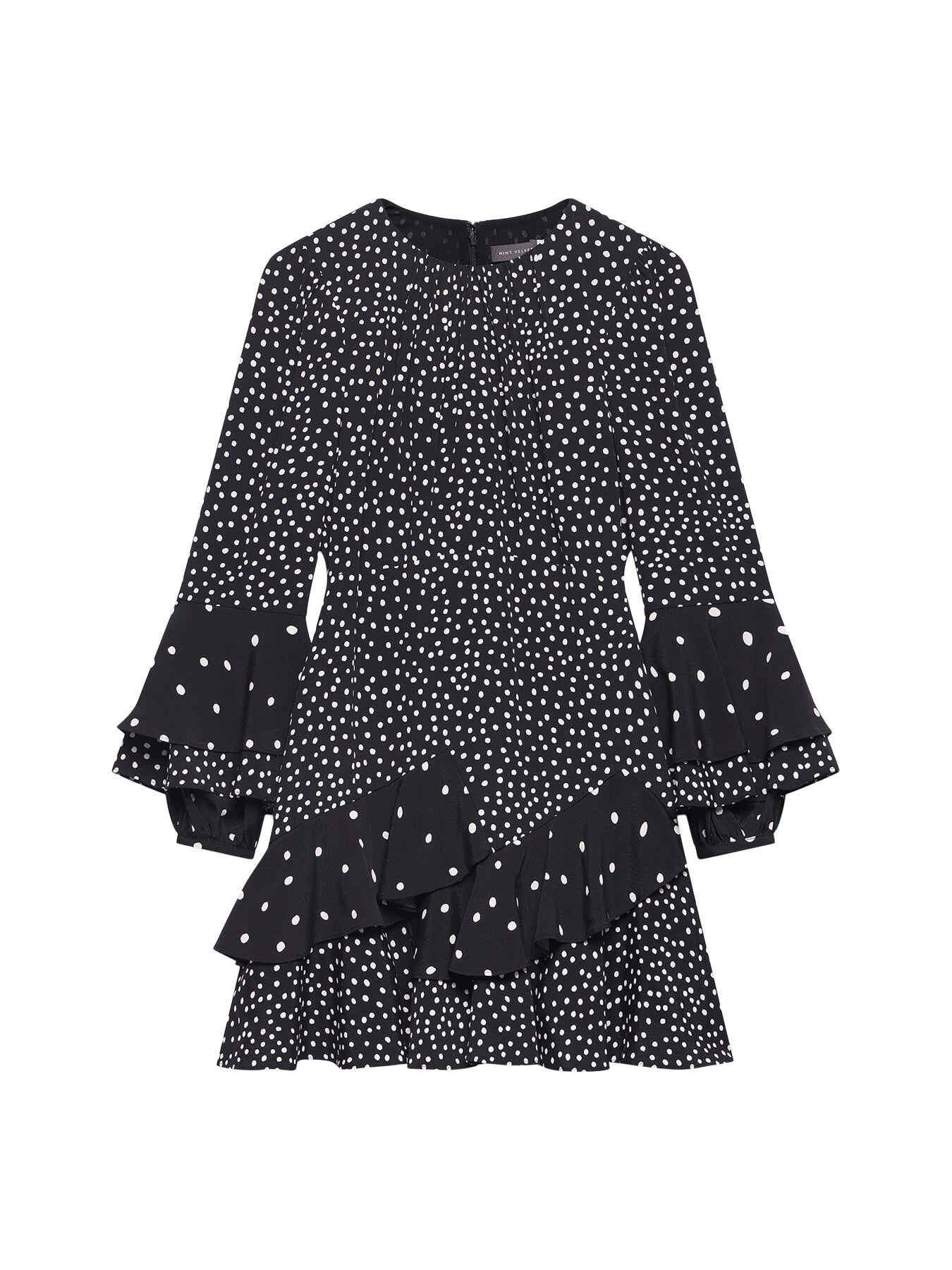 Spot Print Ruffle Mini Dress