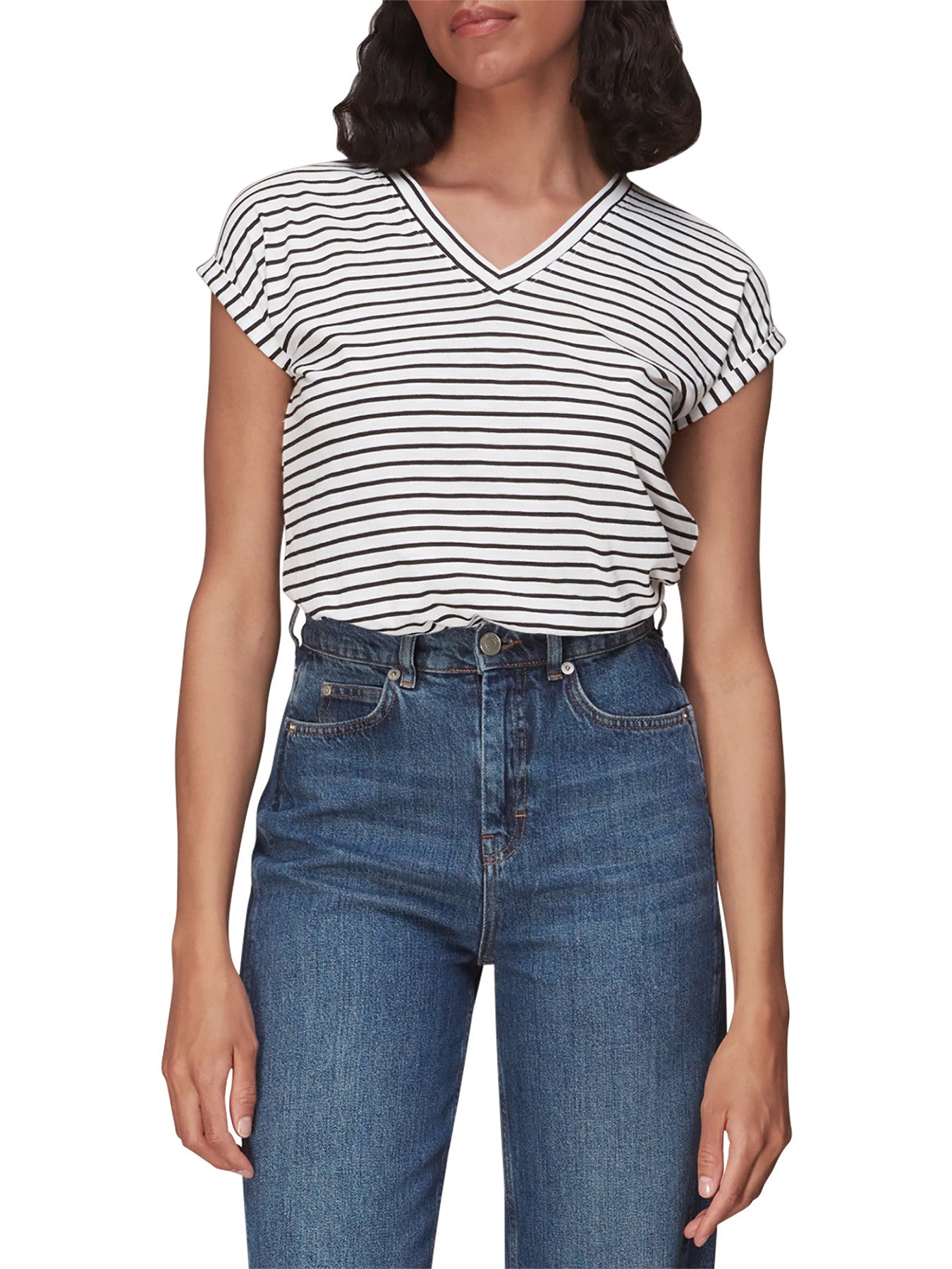 Willa Stripe V Neck Tee