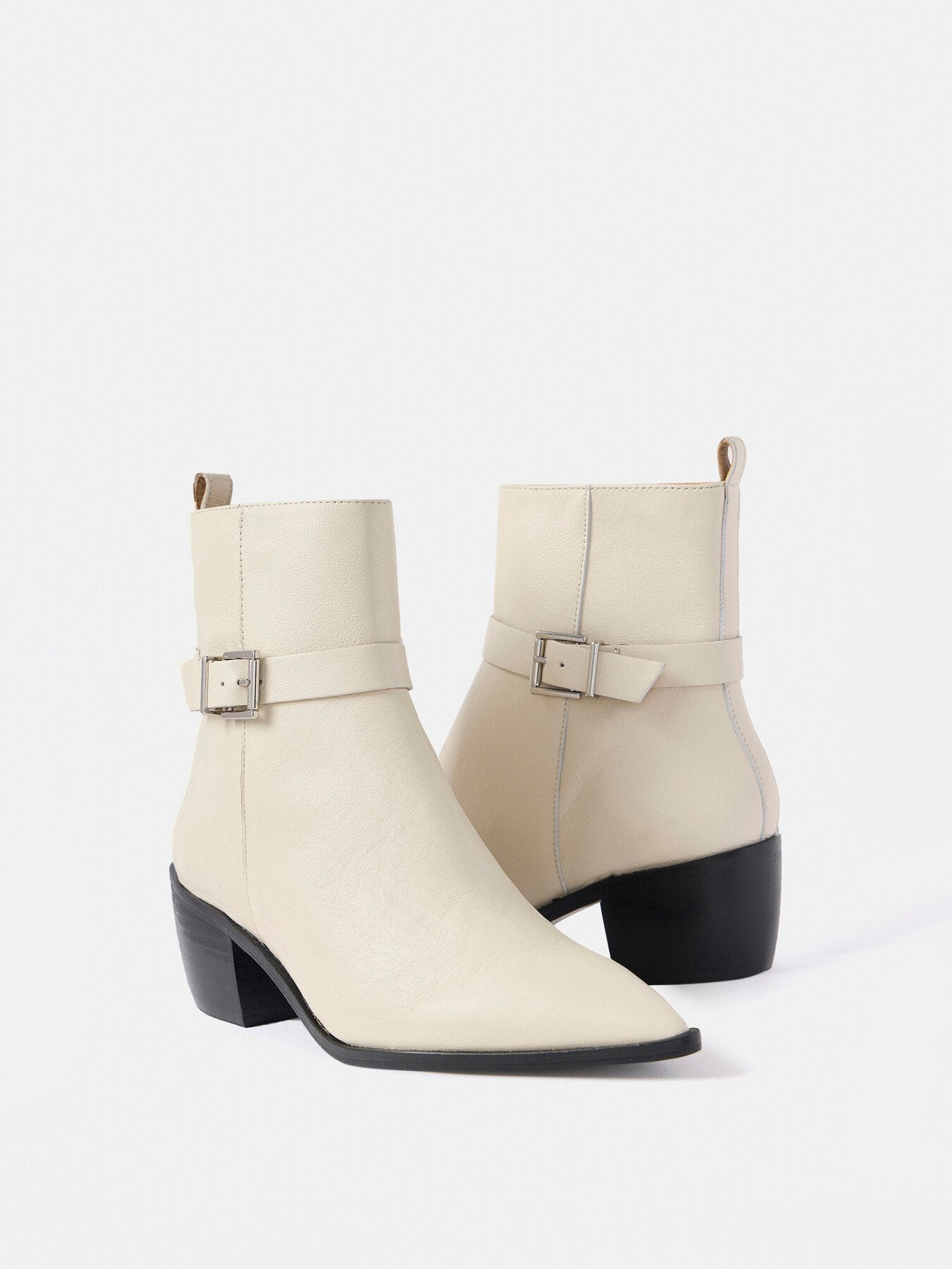 Leather Buckled Ankle Boots