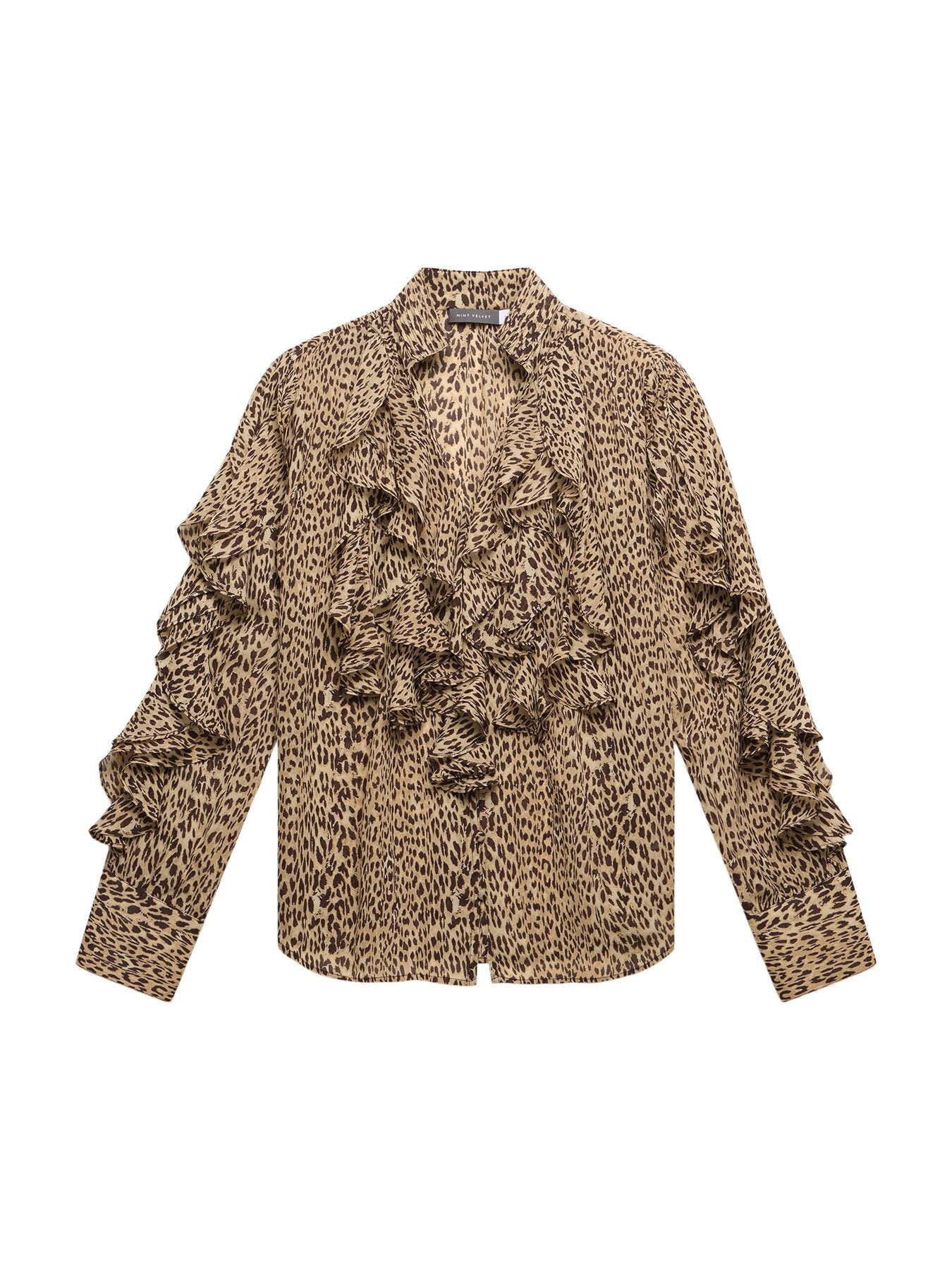 Animal Print Ruffle Blouse