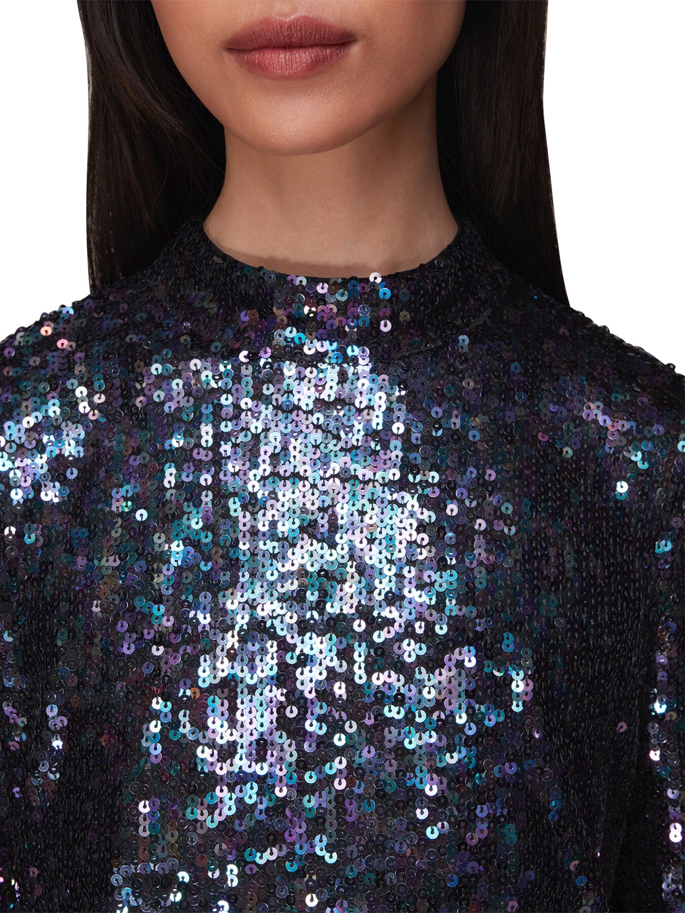 High Neck Sequin Top