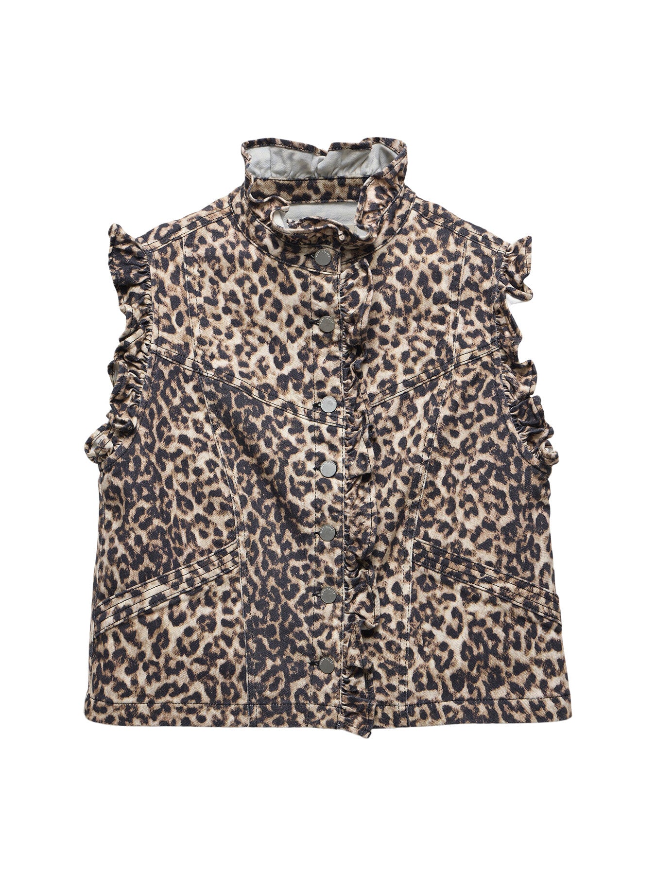 Leopard Print Ruffle Gilet
