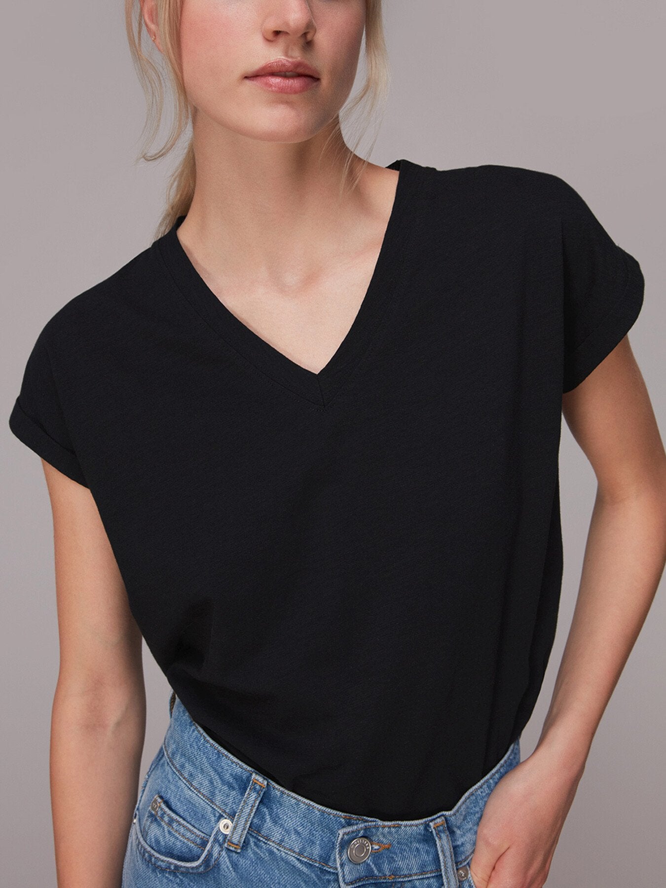 Willa V Neck Cap Sleeve Tee
