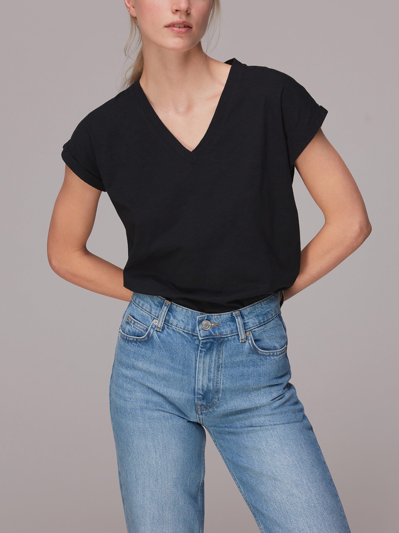 Willa V Neck Cap Sleeve Tee