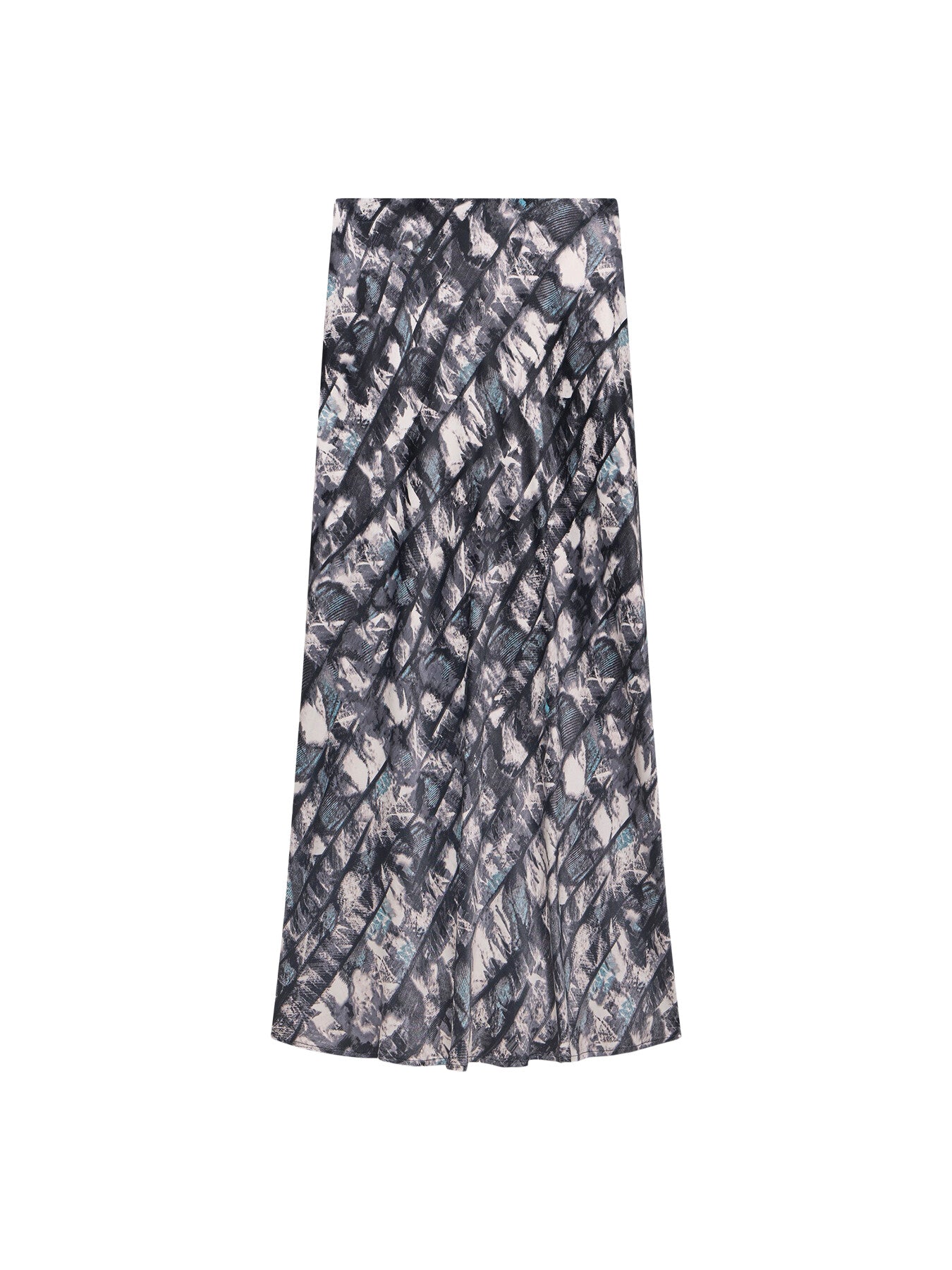 Grey Abstract Print Midi Slip Skirt