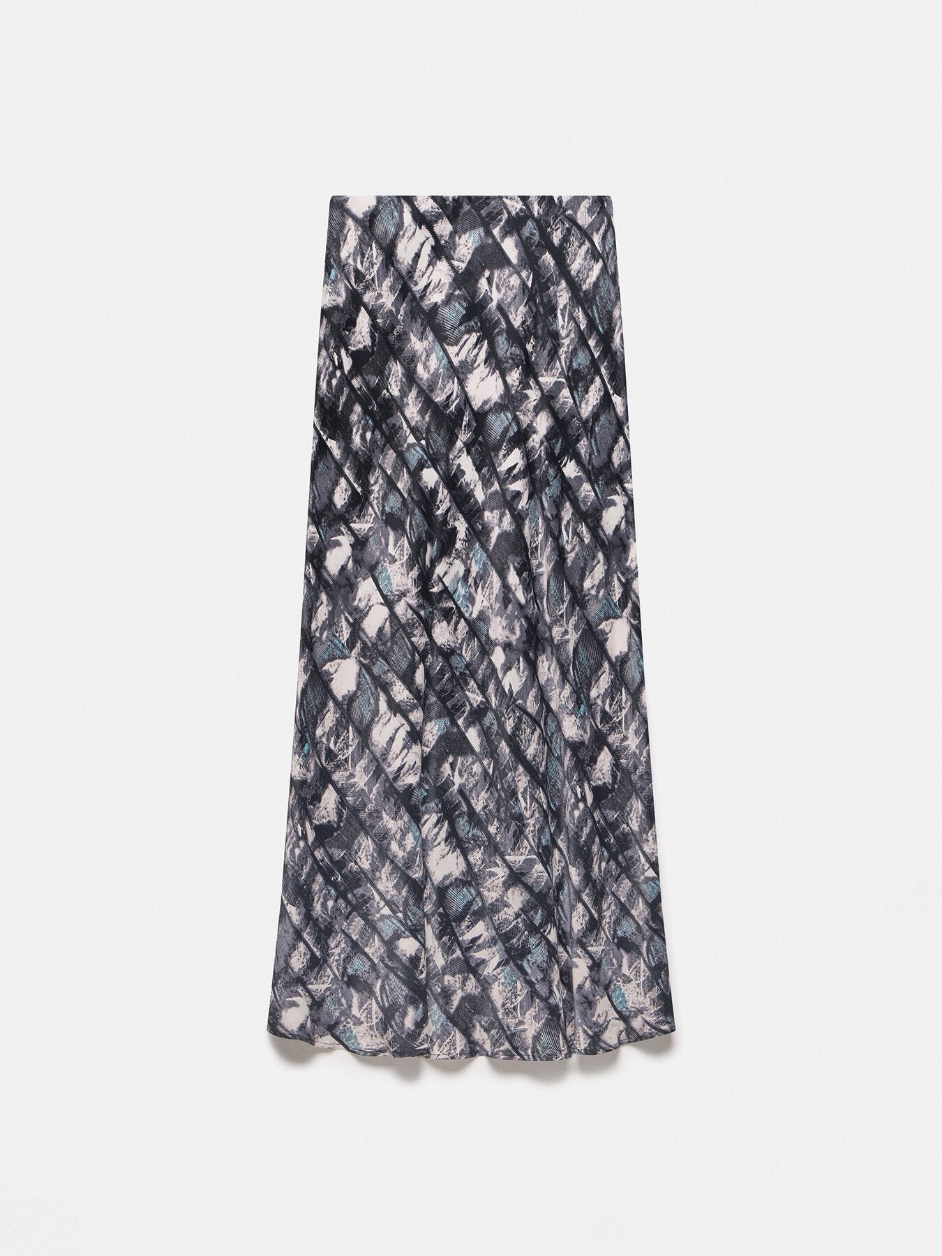 Grey Abstract Print Midi Slip Skirt