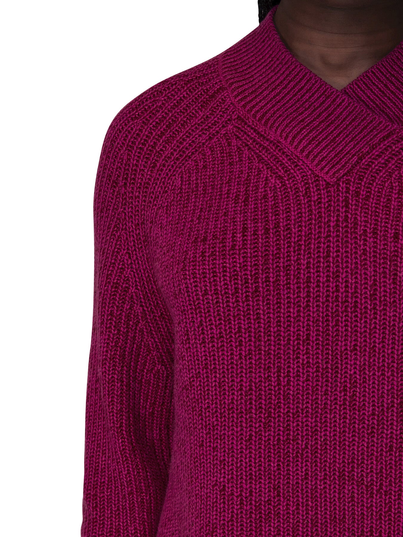 Plated Rib V Neck Jumper