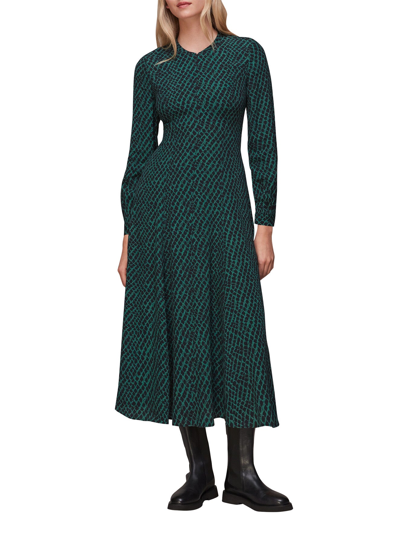 Brushed Geo Print Midi Dress