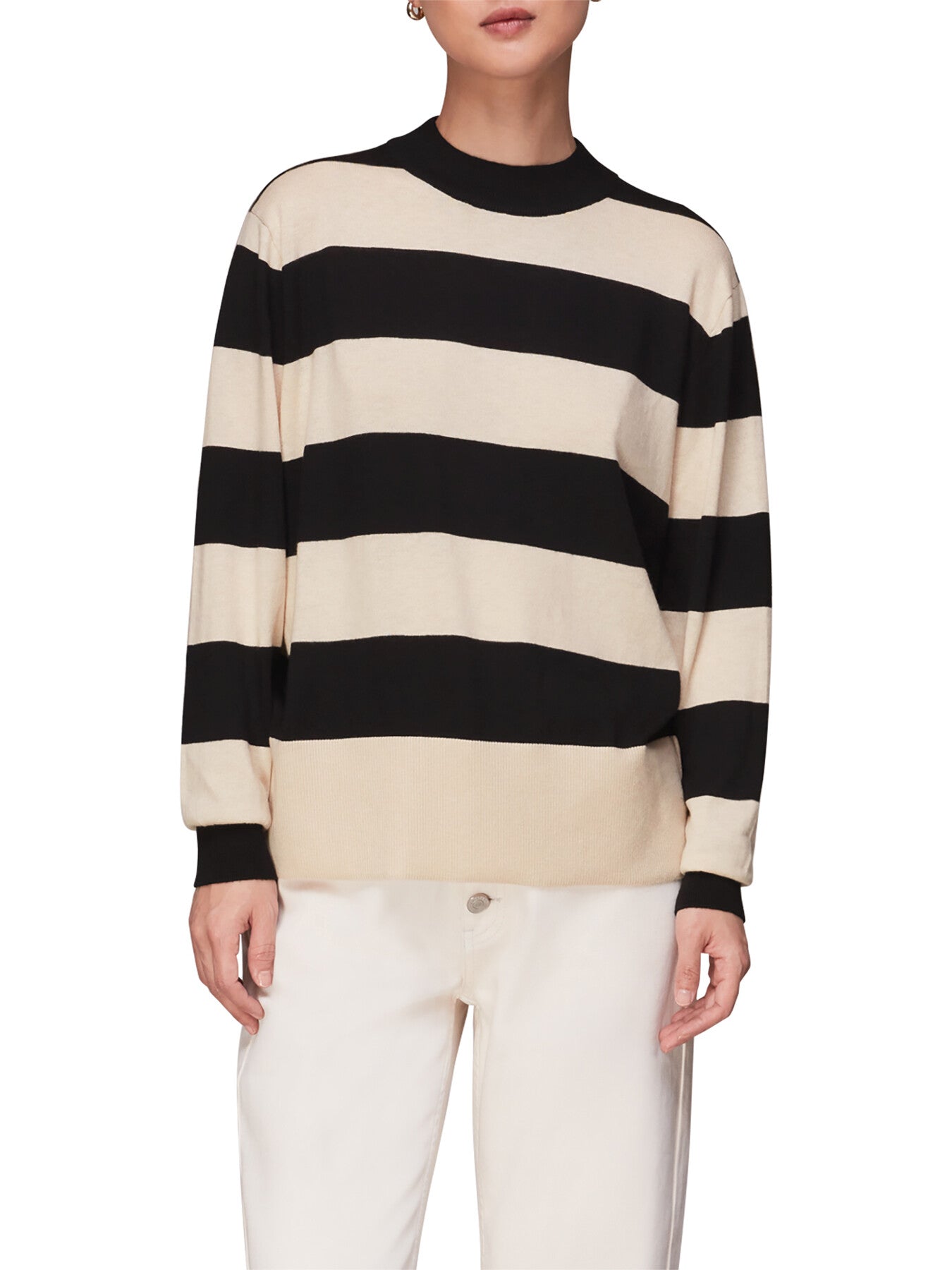 Stripe High Neck Sweater