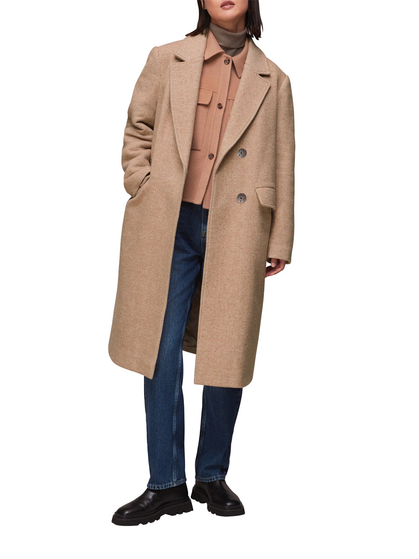 Herringbone Smart Wool Coat