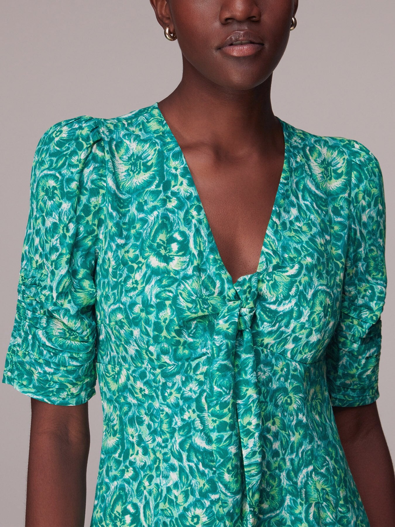 Clouded Floral Tie Midi Dress