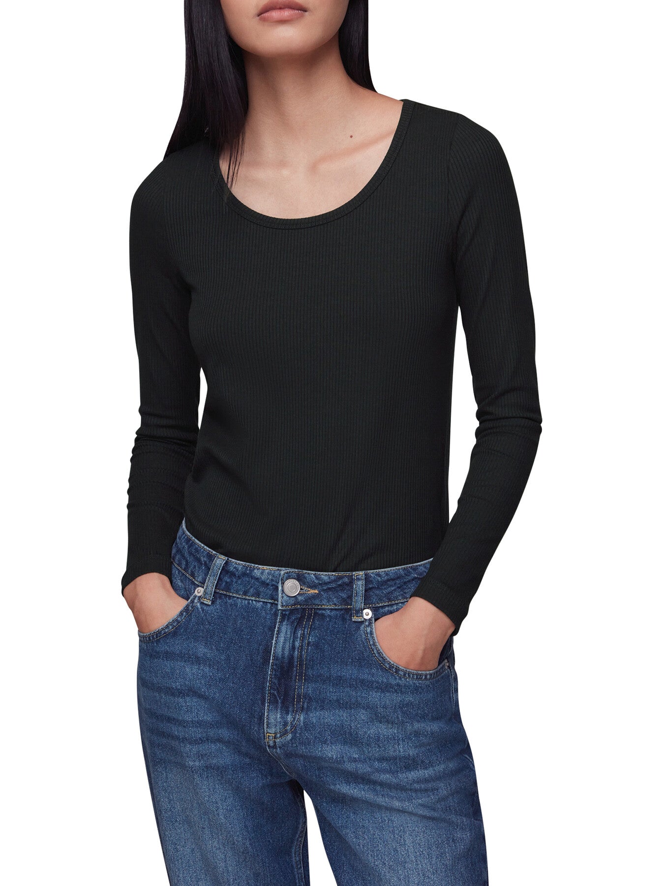Ribbed Scoop Neck Top