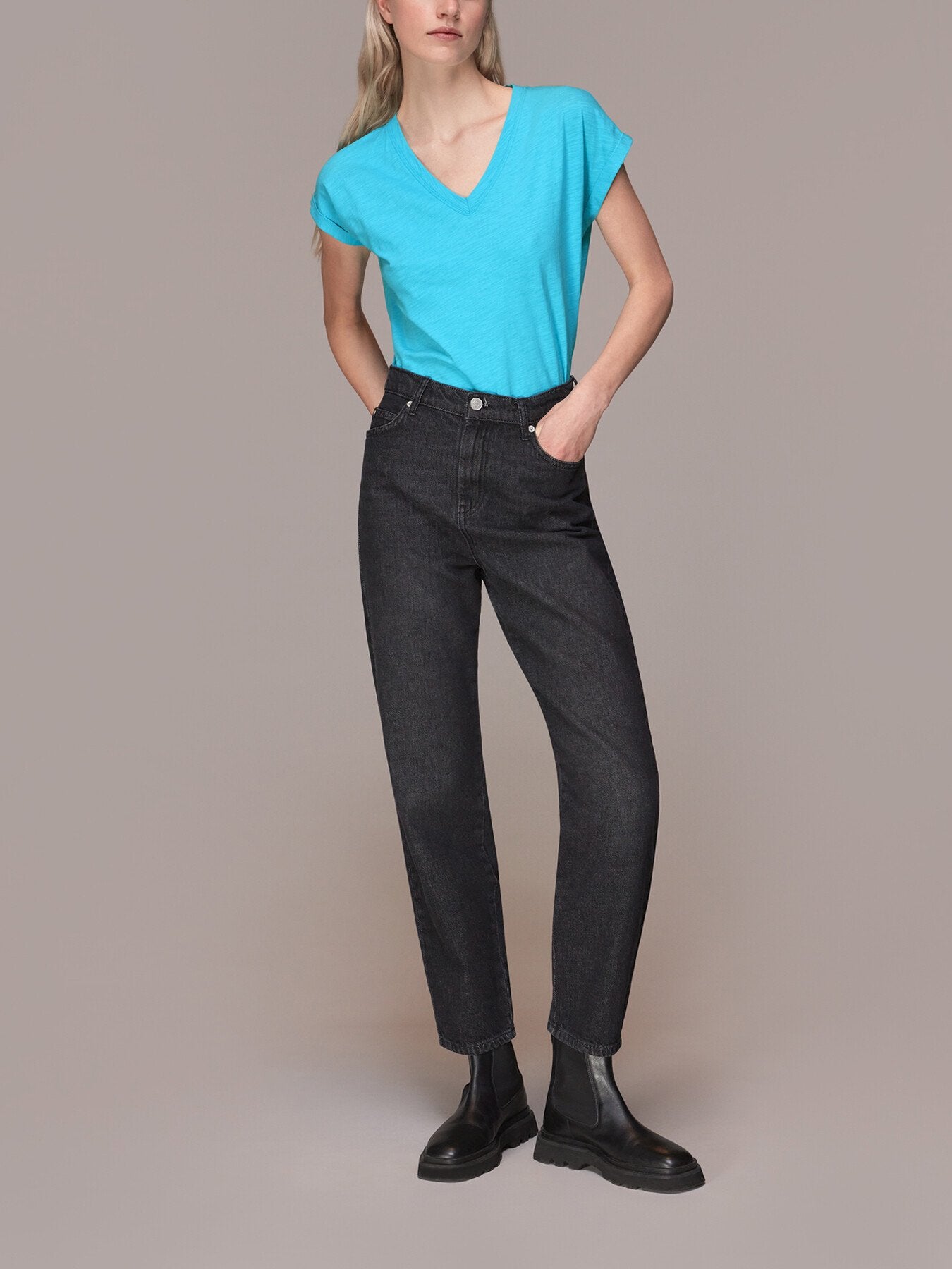 Willa V Neck Cap Sleeve Tee