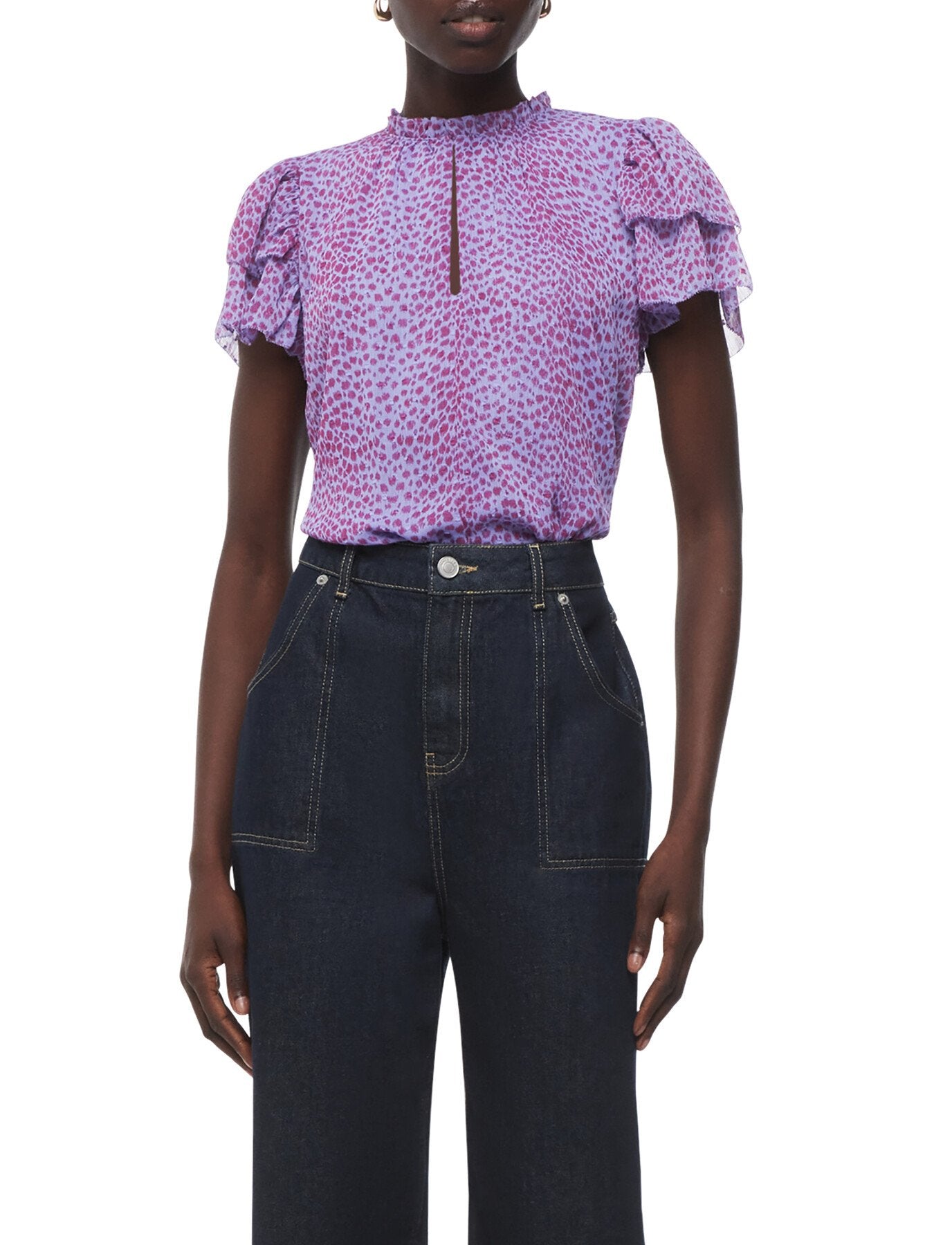 Sketched Cheetah Frill Top
