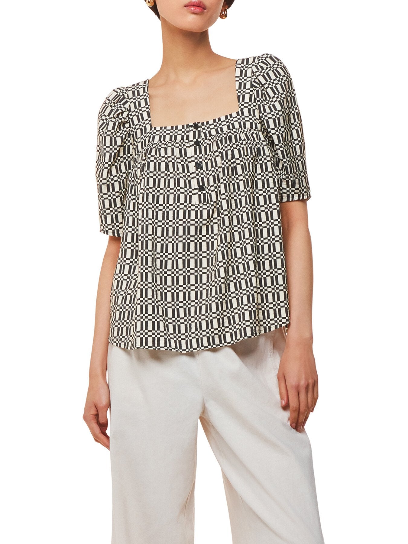 Link Check Square Neck Top