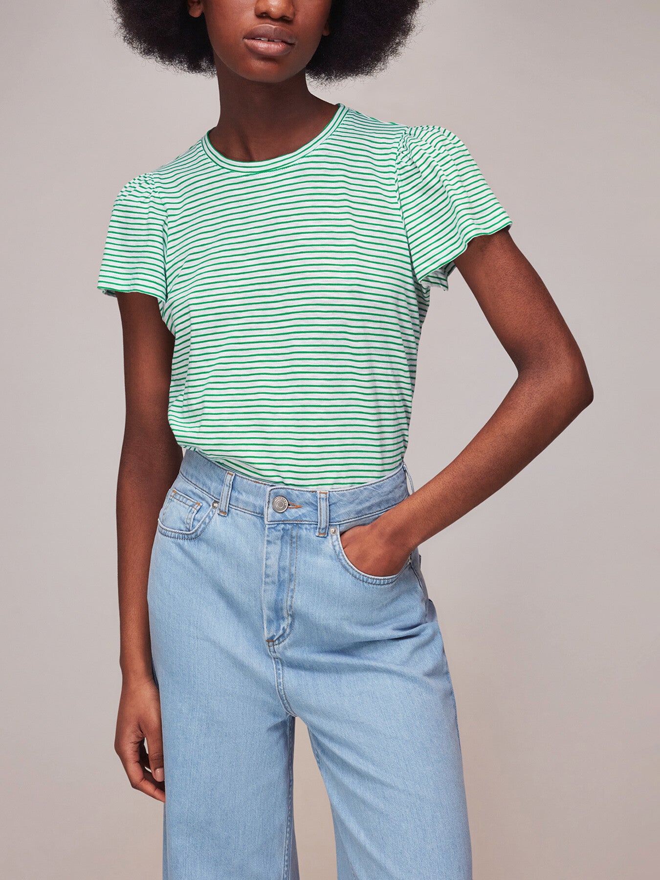 Cotton Frill Stripe T-Shirt