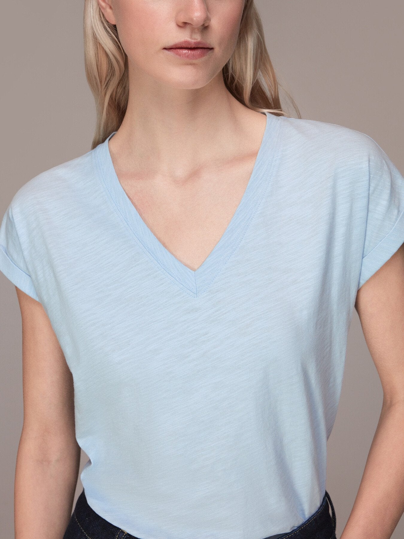 Willa V Neck Cap Sleeve Tee