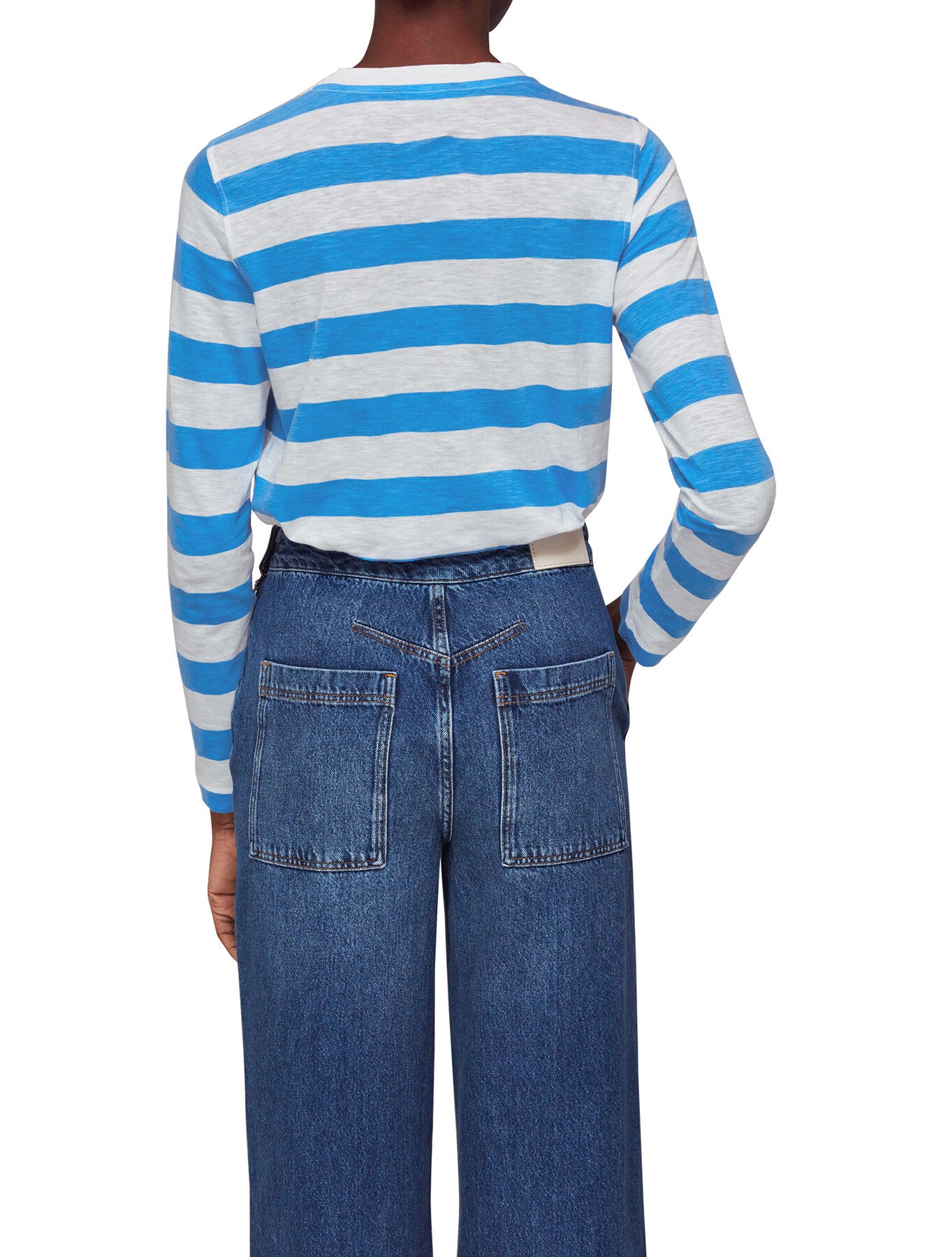Stripe Crew Neck Pocket Top