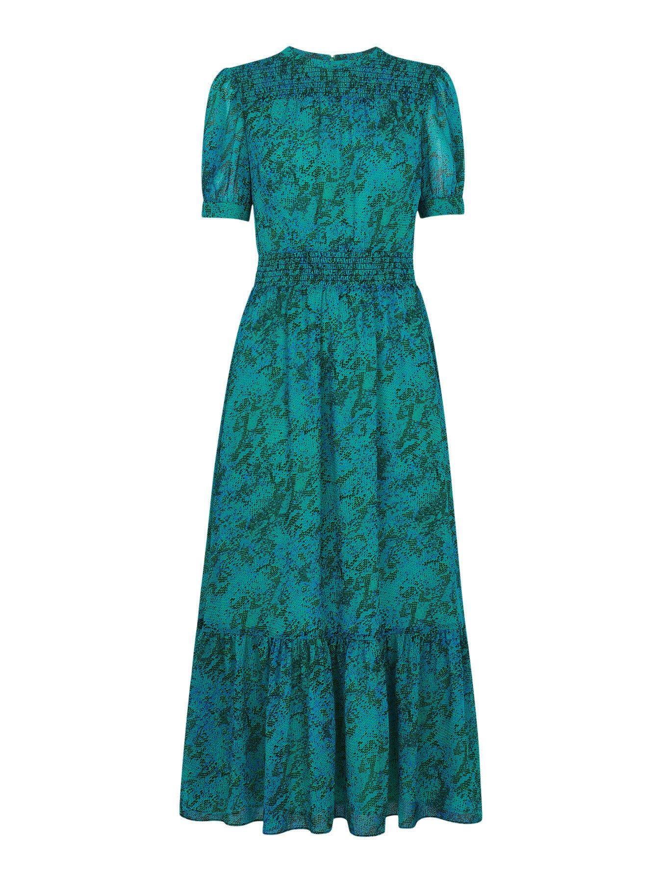 Diagonal Snake Shirred Dress