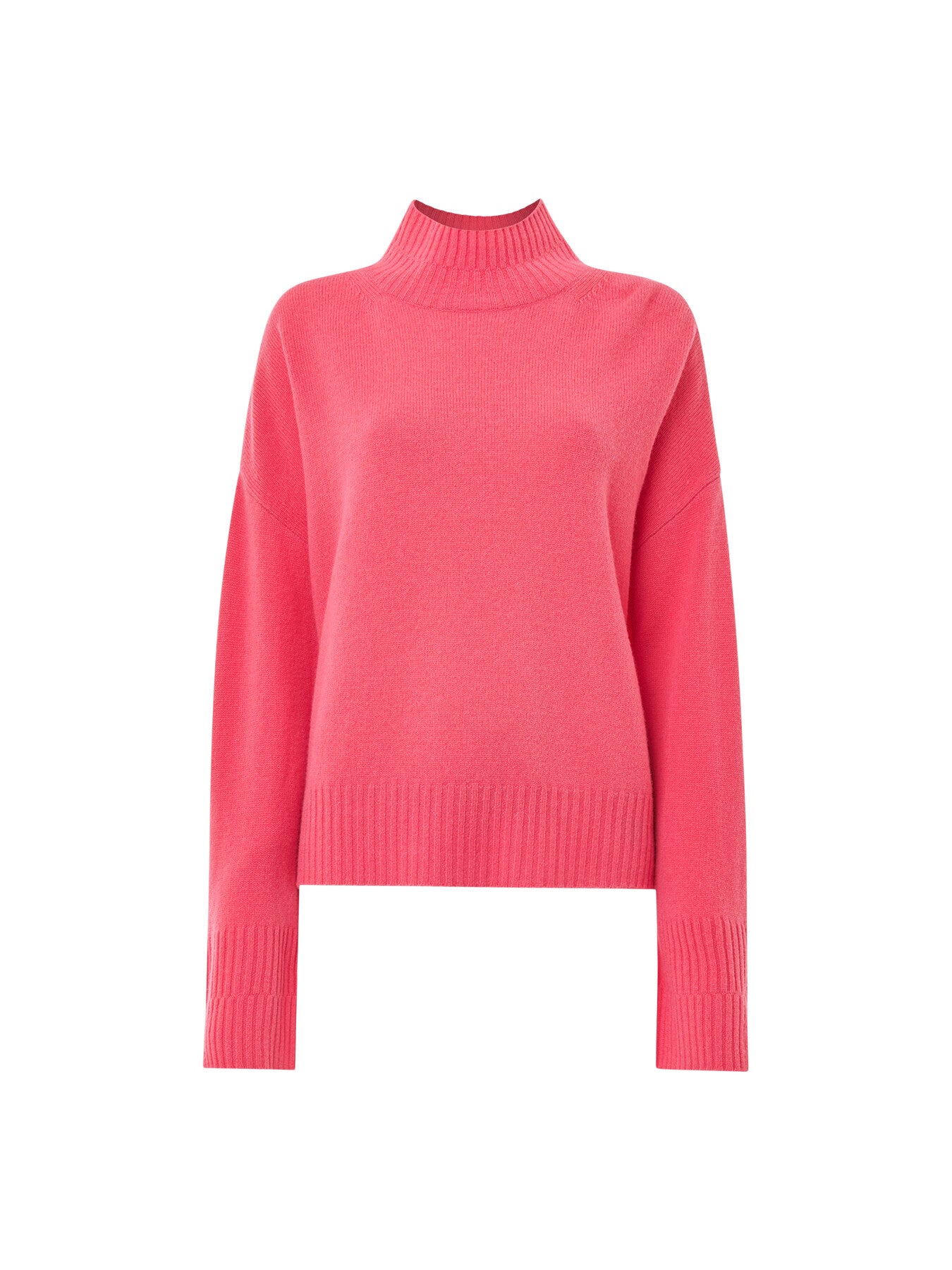 Wool Double Trim Funnel Neck