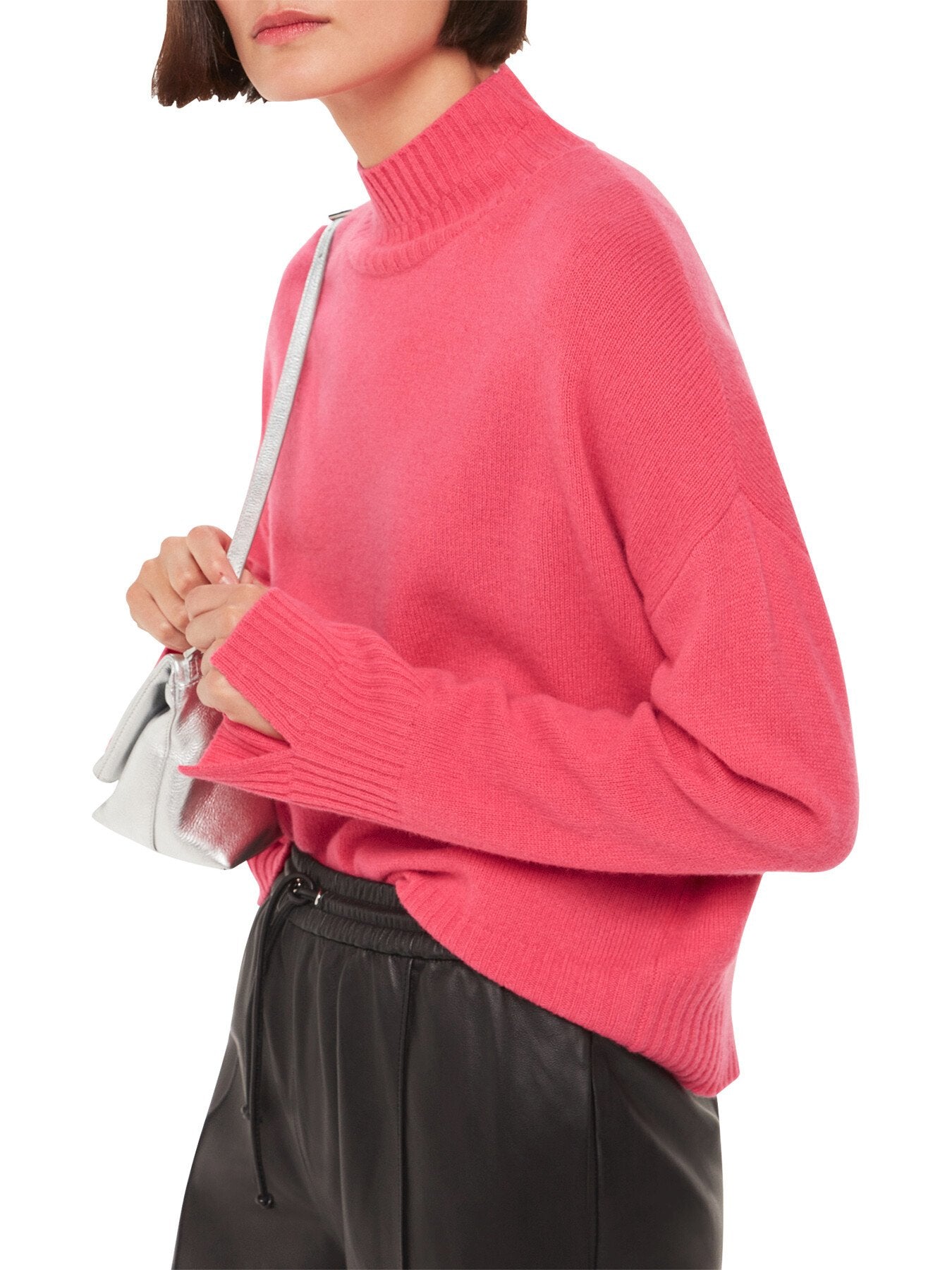 Wool Double Trim Funnel Neck
