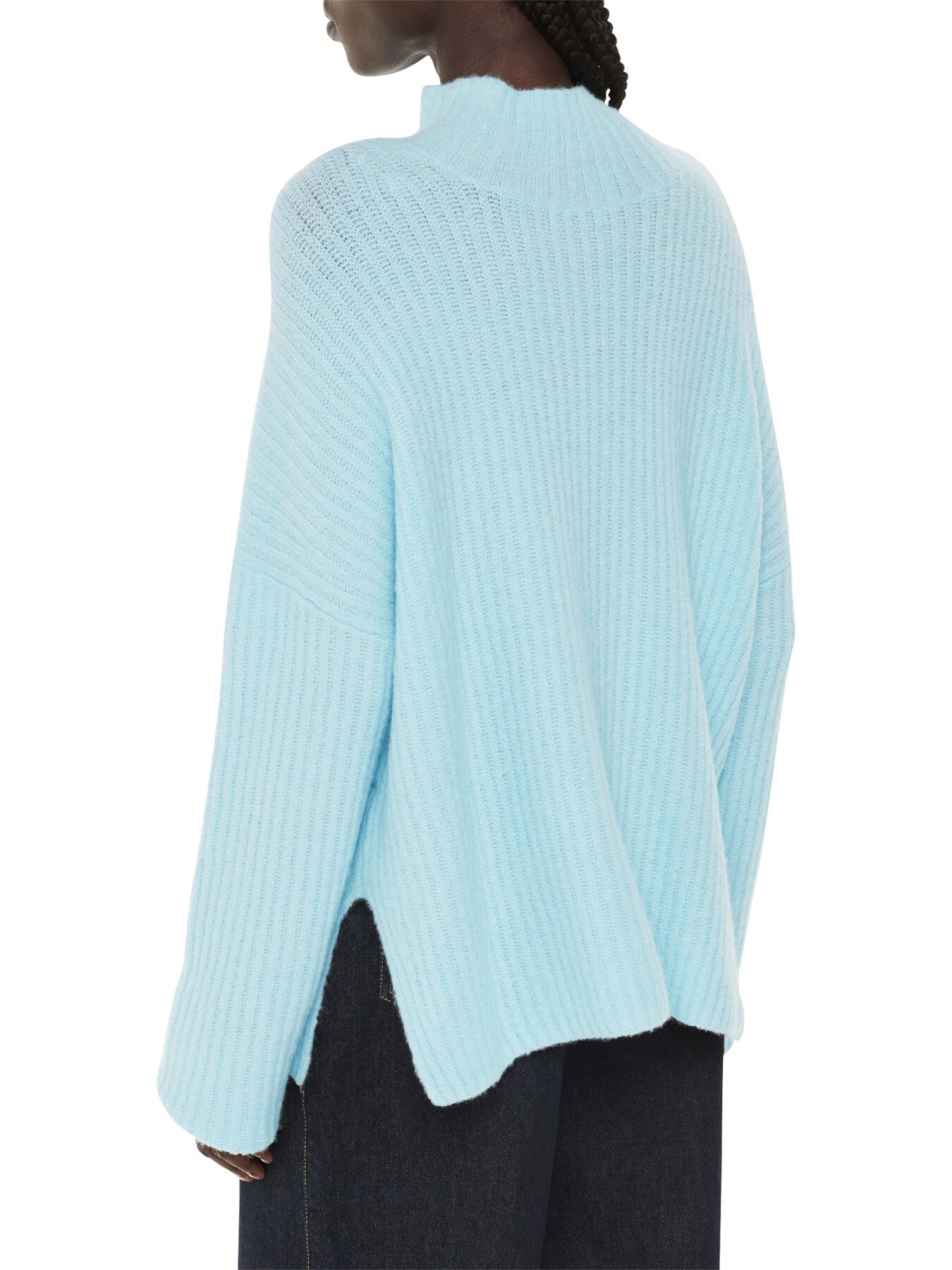 Wool Mix Rib Funnel Neck