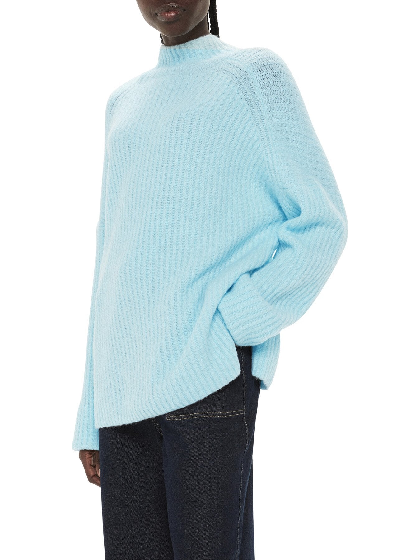 Wool Mix Rib Funnel Neck