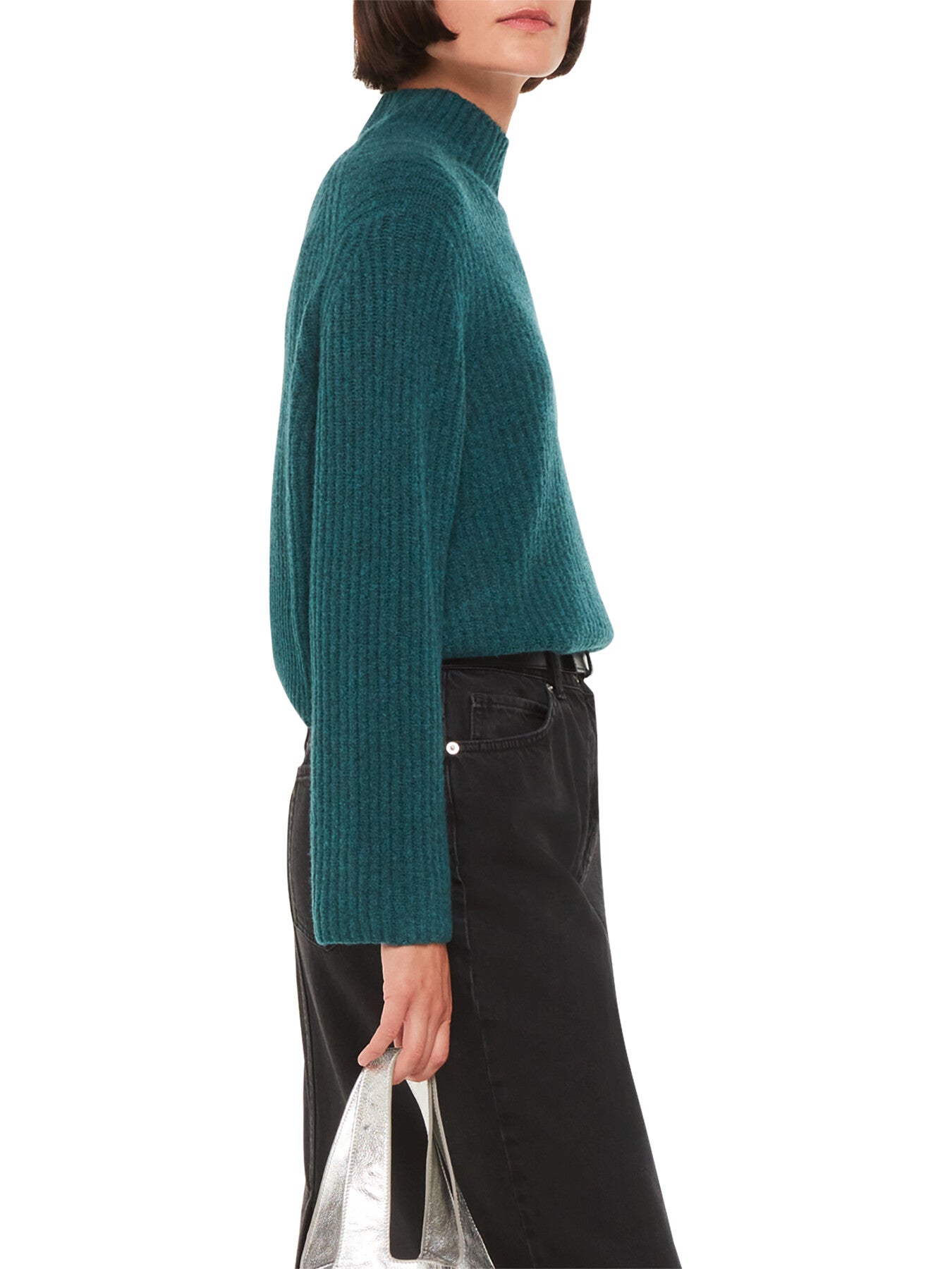 Wool Mix Rib Funnel Neck