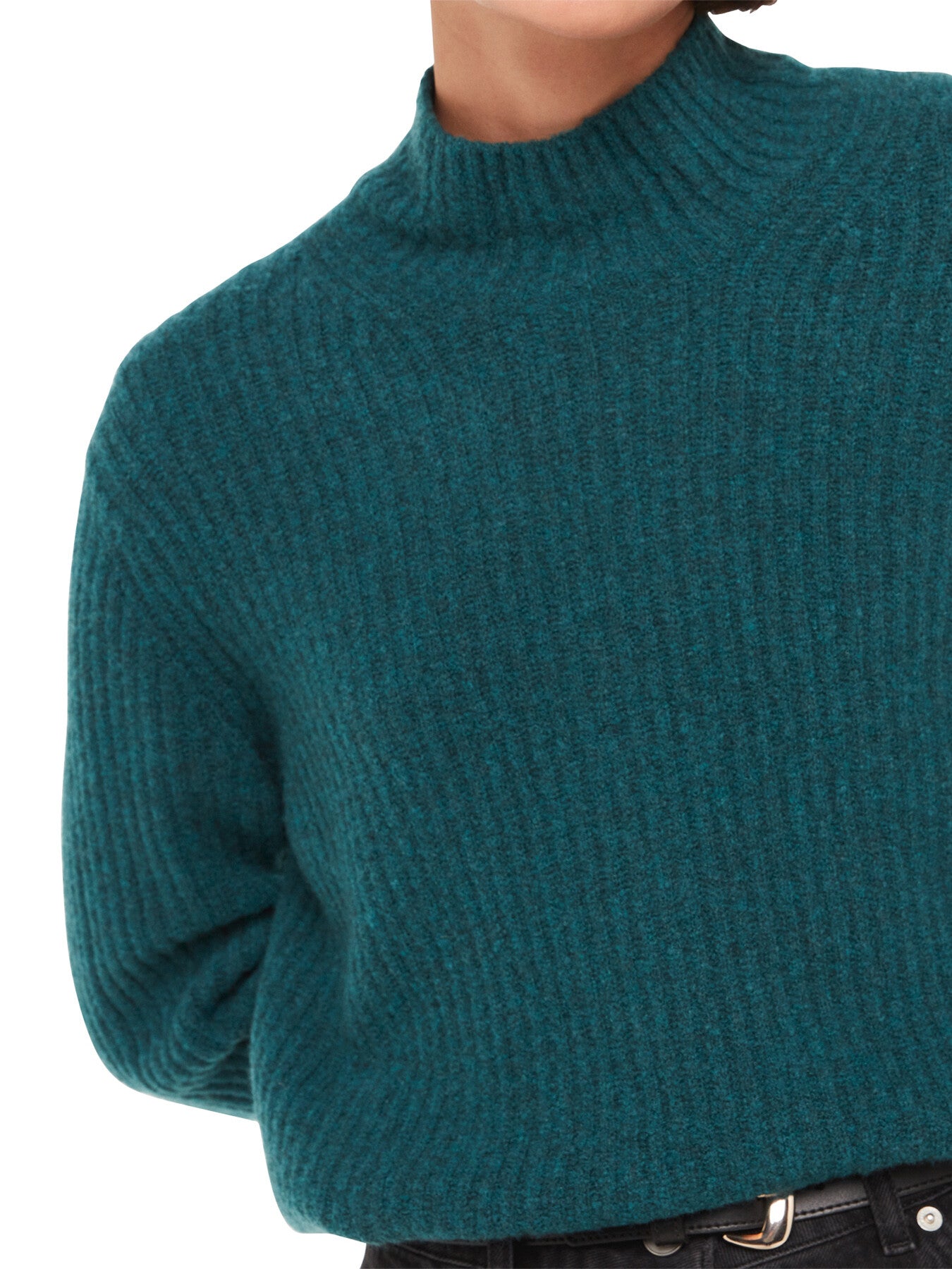 Wool Mix Rib Funnel Neck