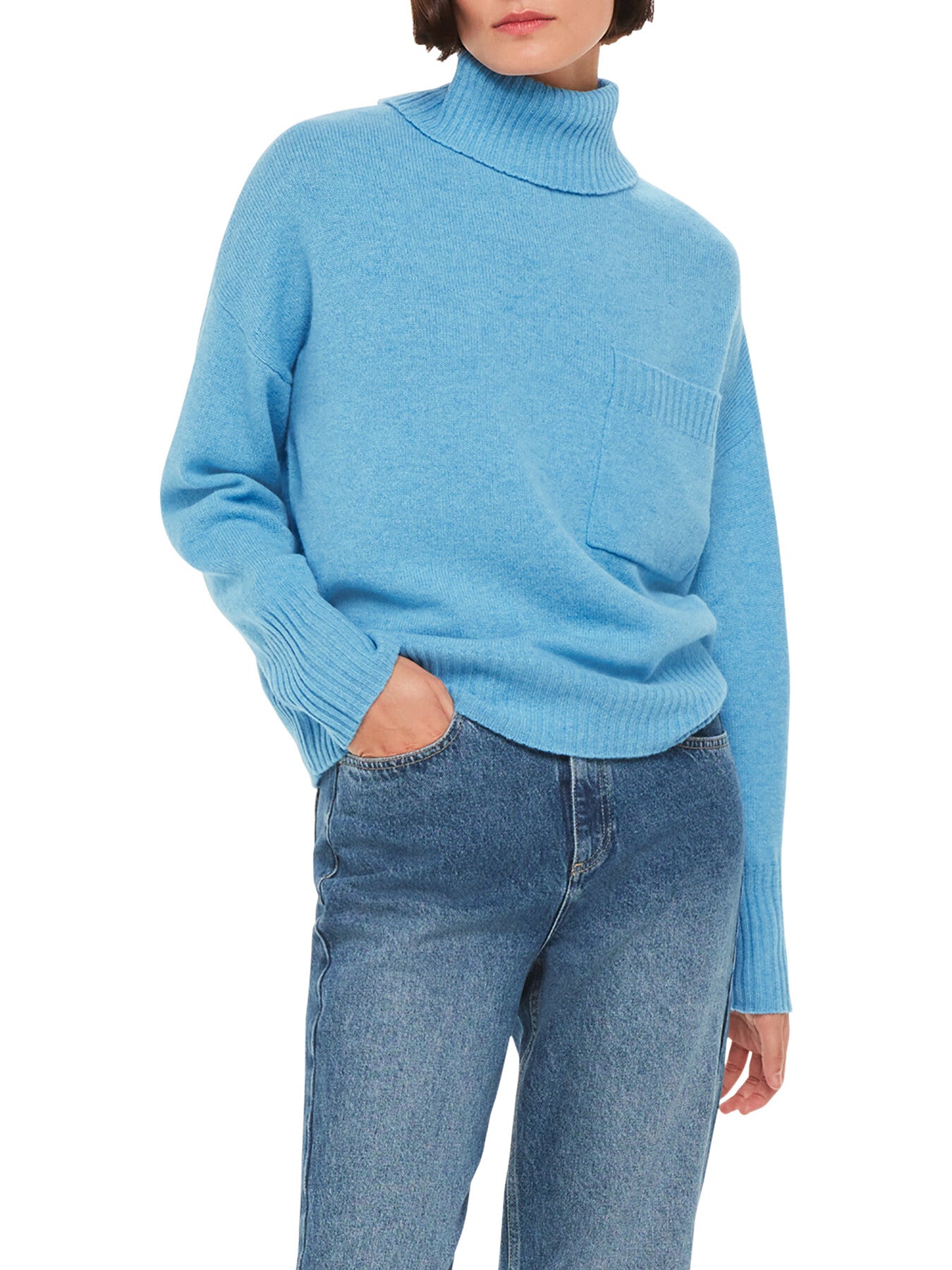 Wool Roll Neck Pocket Sweater