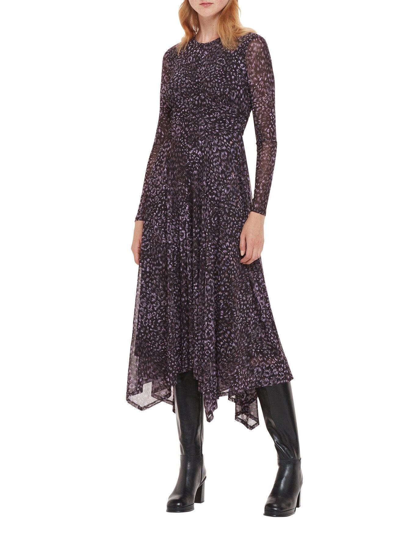 Feather Leopard Mesh Dress