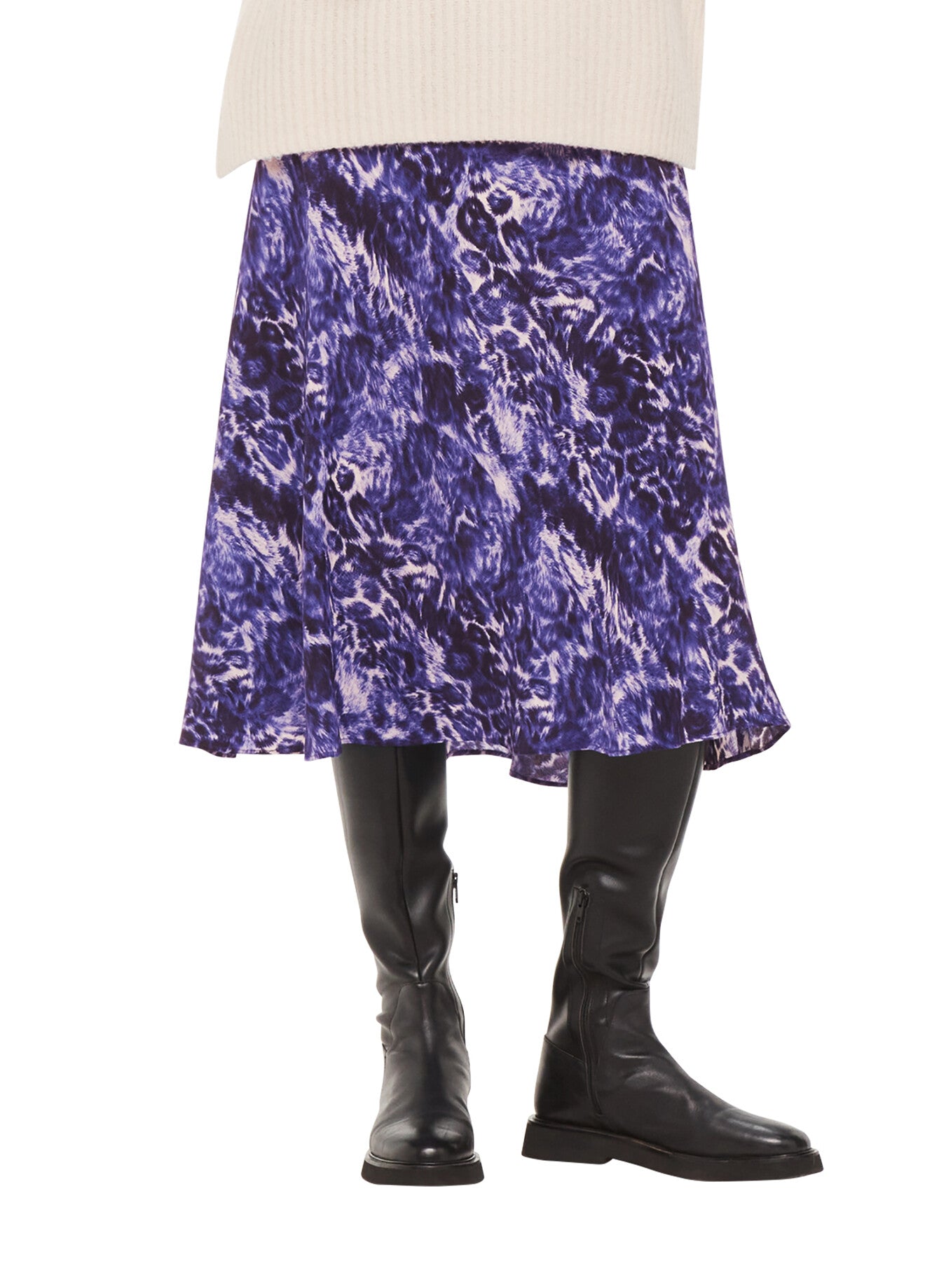 Glossy Leopard Bias Skirt
