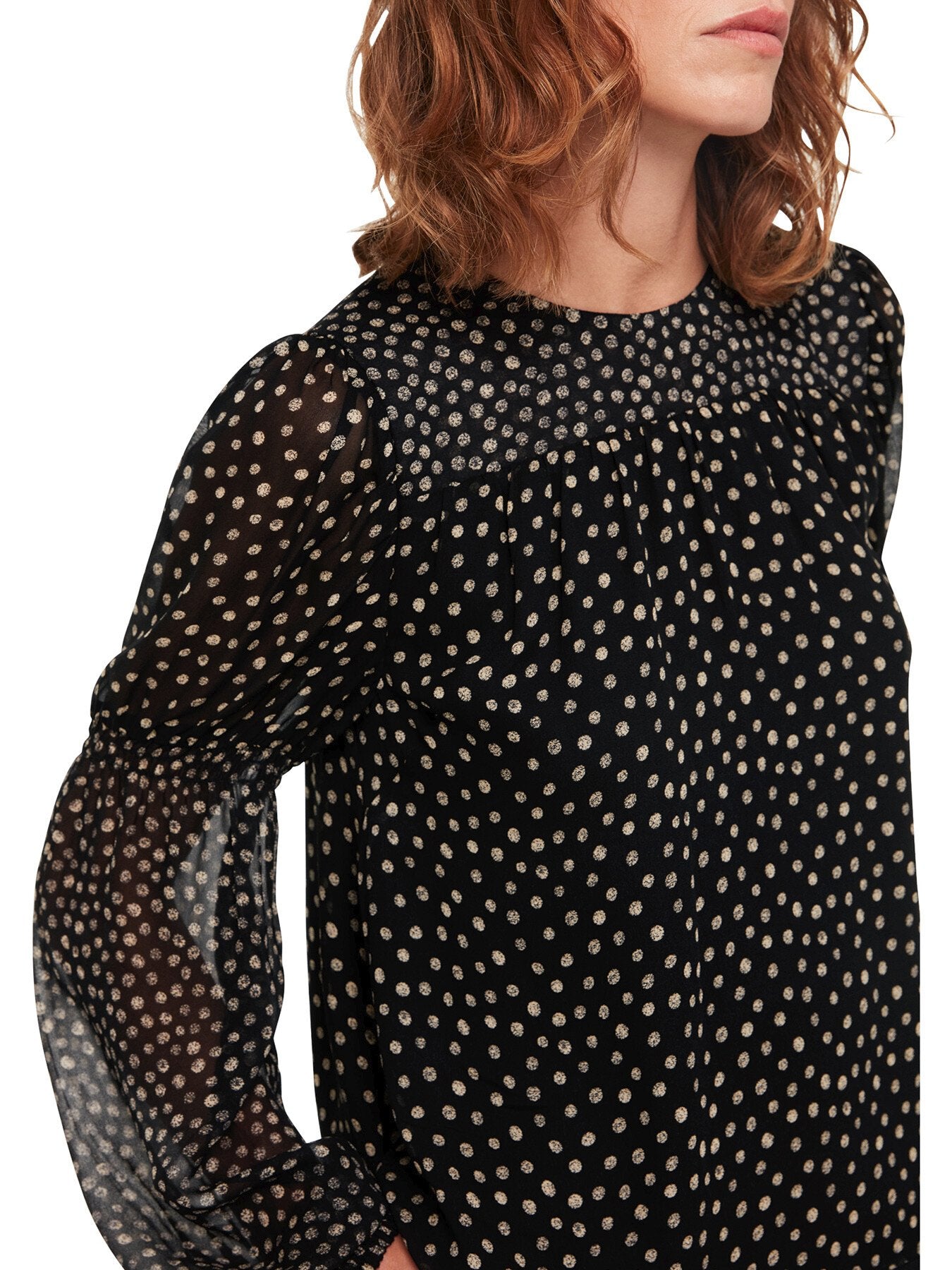 Speckled Polka Dot Shirred Top