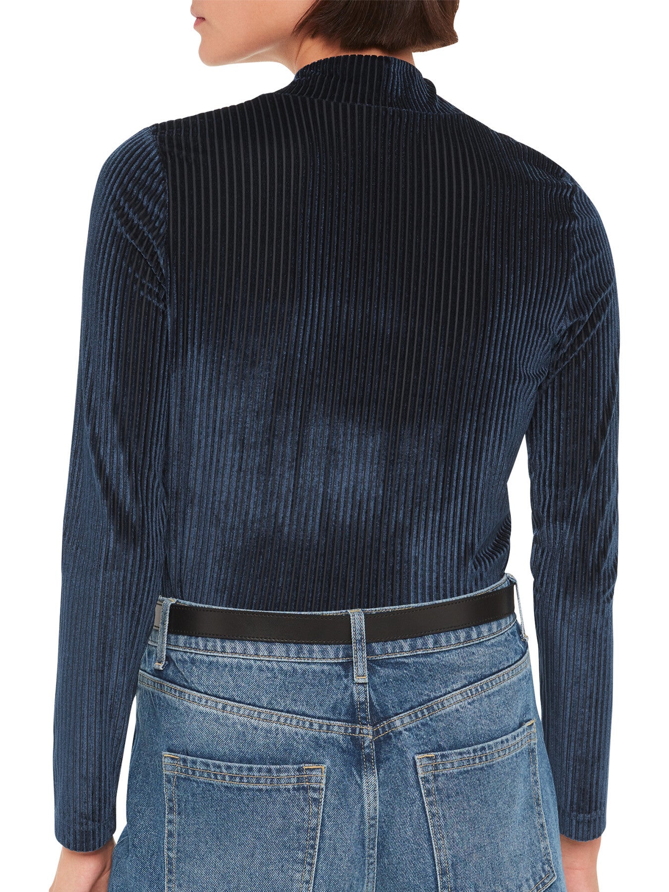 Velvet Stripe High Neck Top