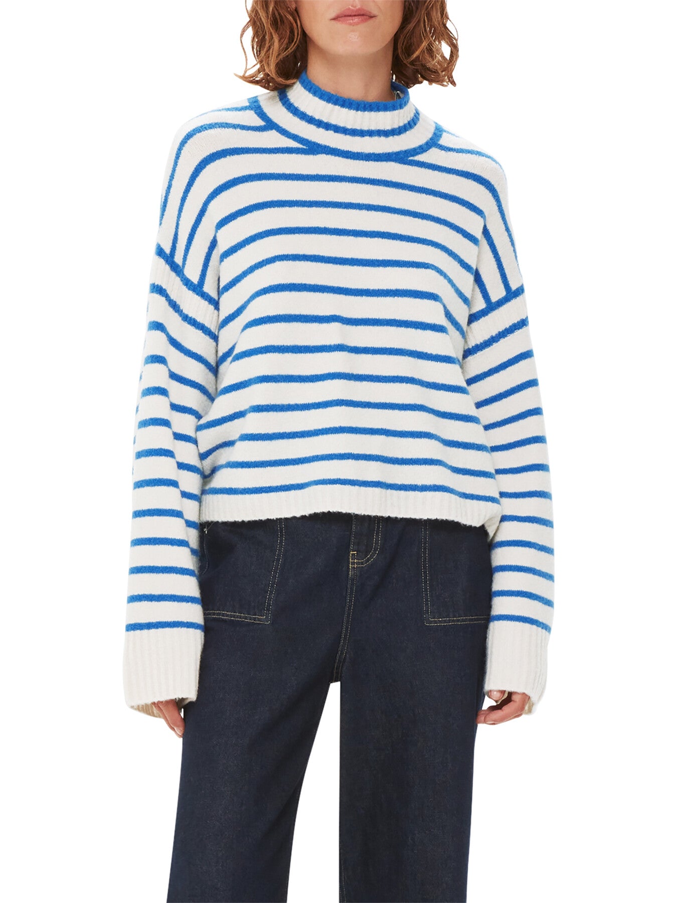 Stripe Rib Detail Funnel Knit