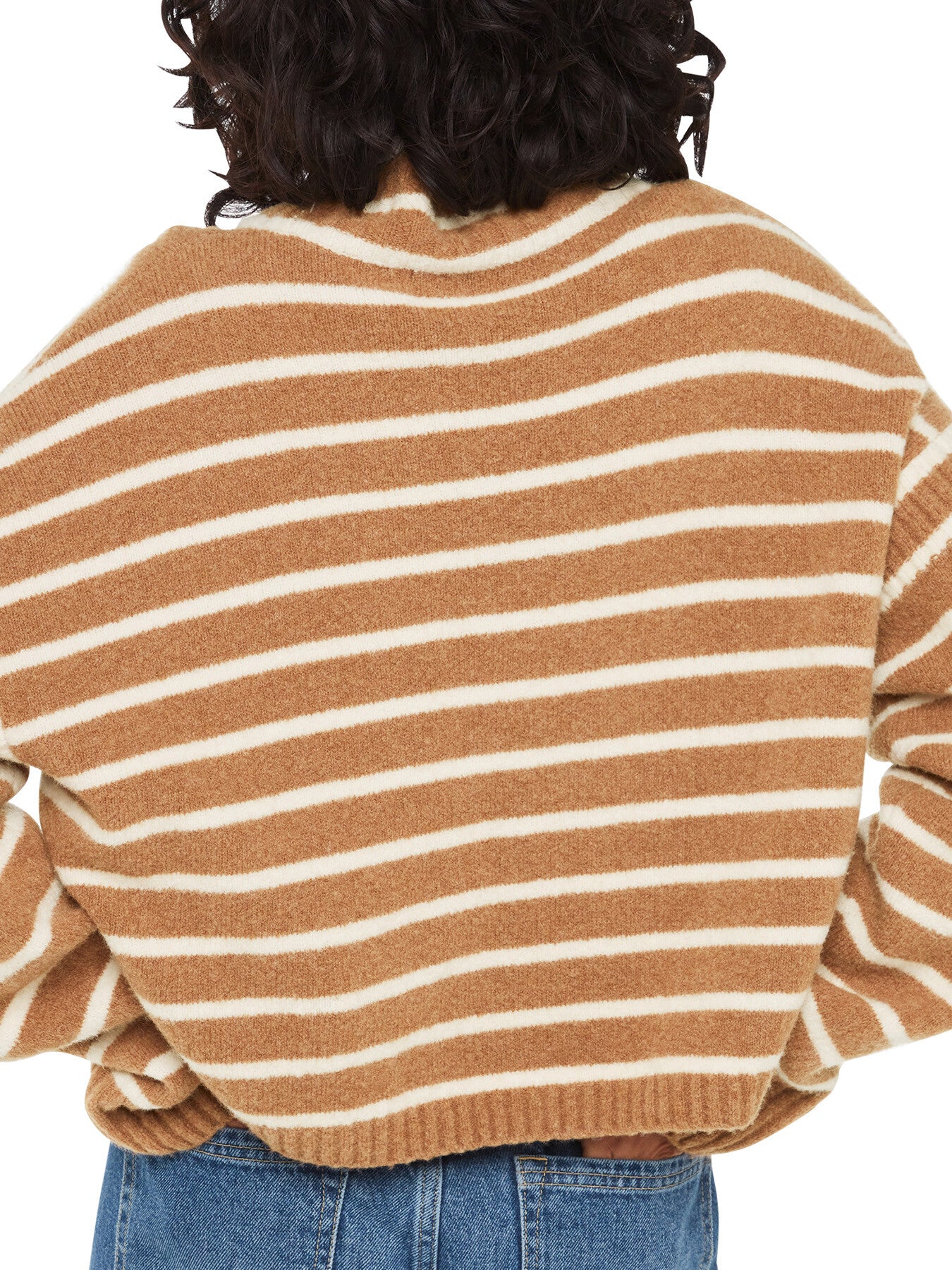 Stripe Rib Detail Funnel Knit