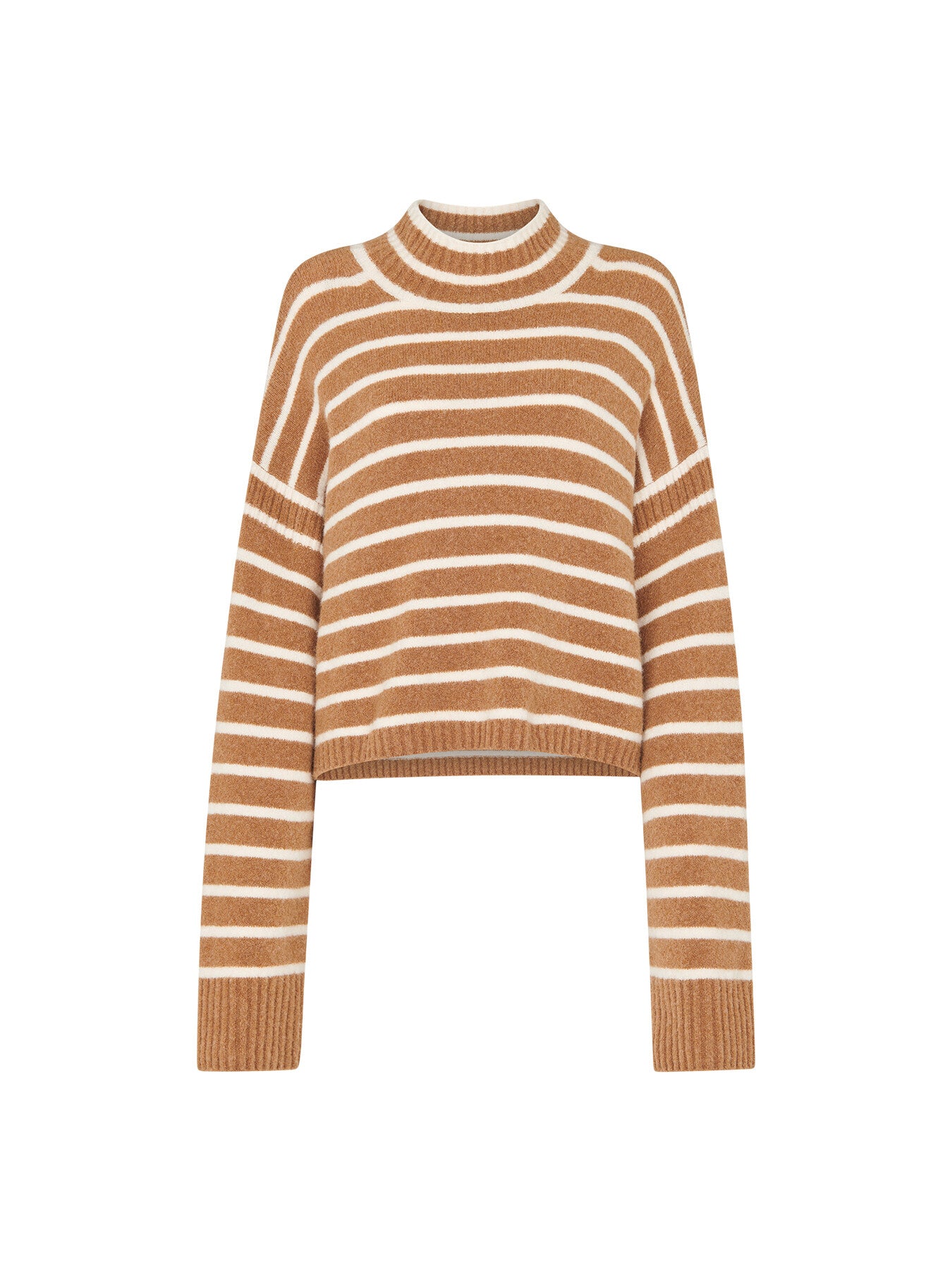 Stripe Rib Detail Funnel Knit