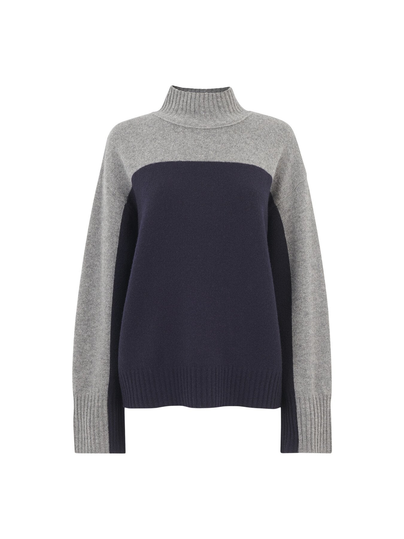 Wool Colour Block Funnel Neck