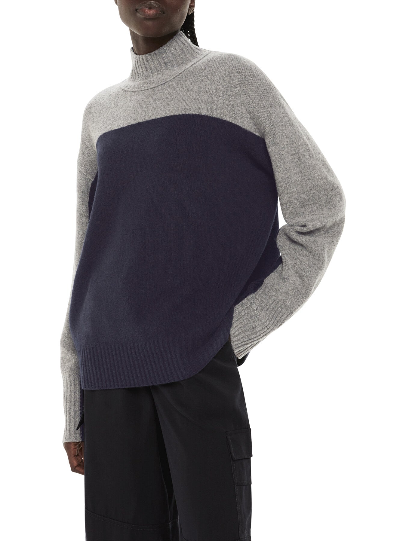 Wool Colour Block Funnel Neck