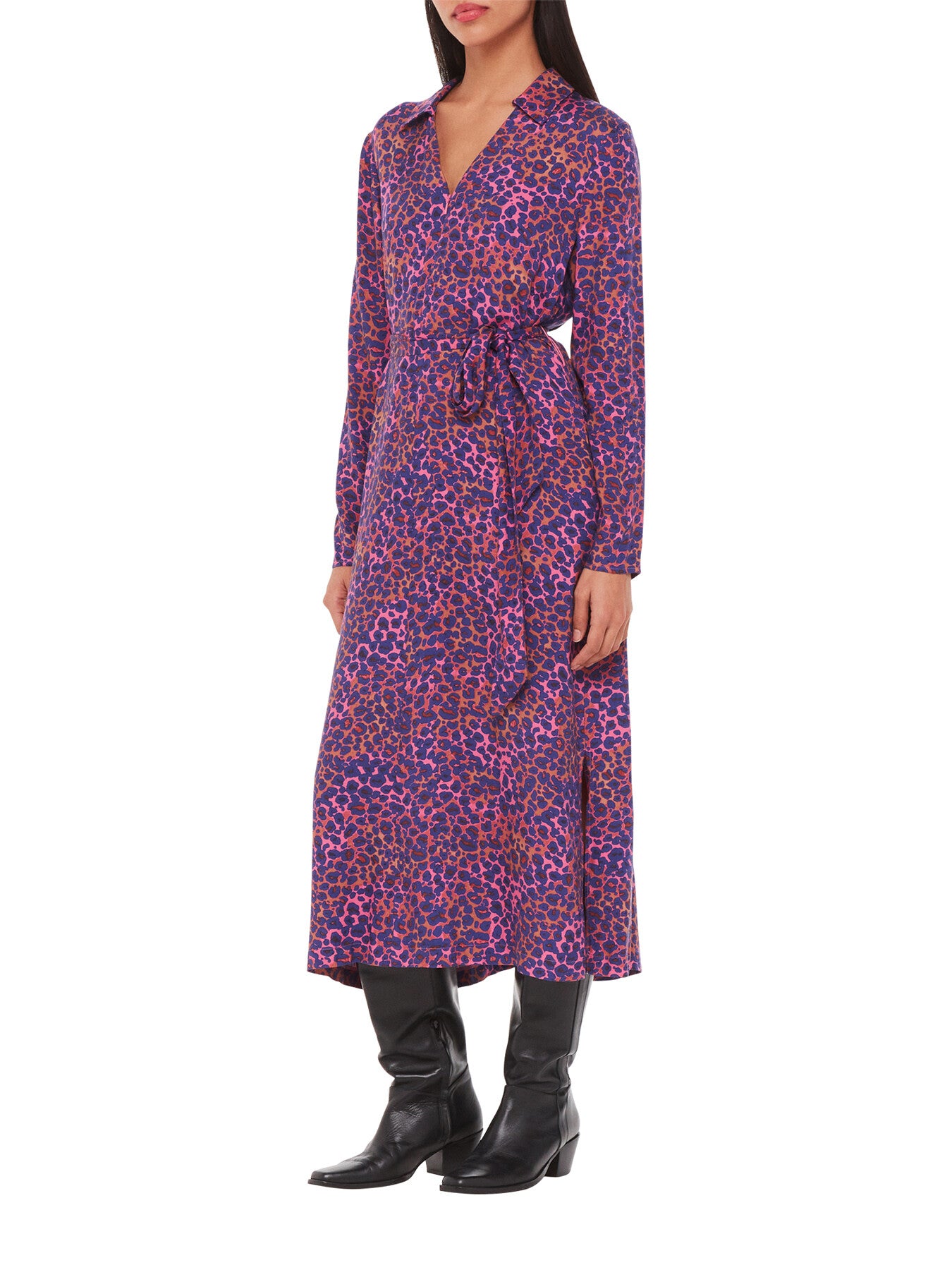 Mottled Leopard Midi Dress