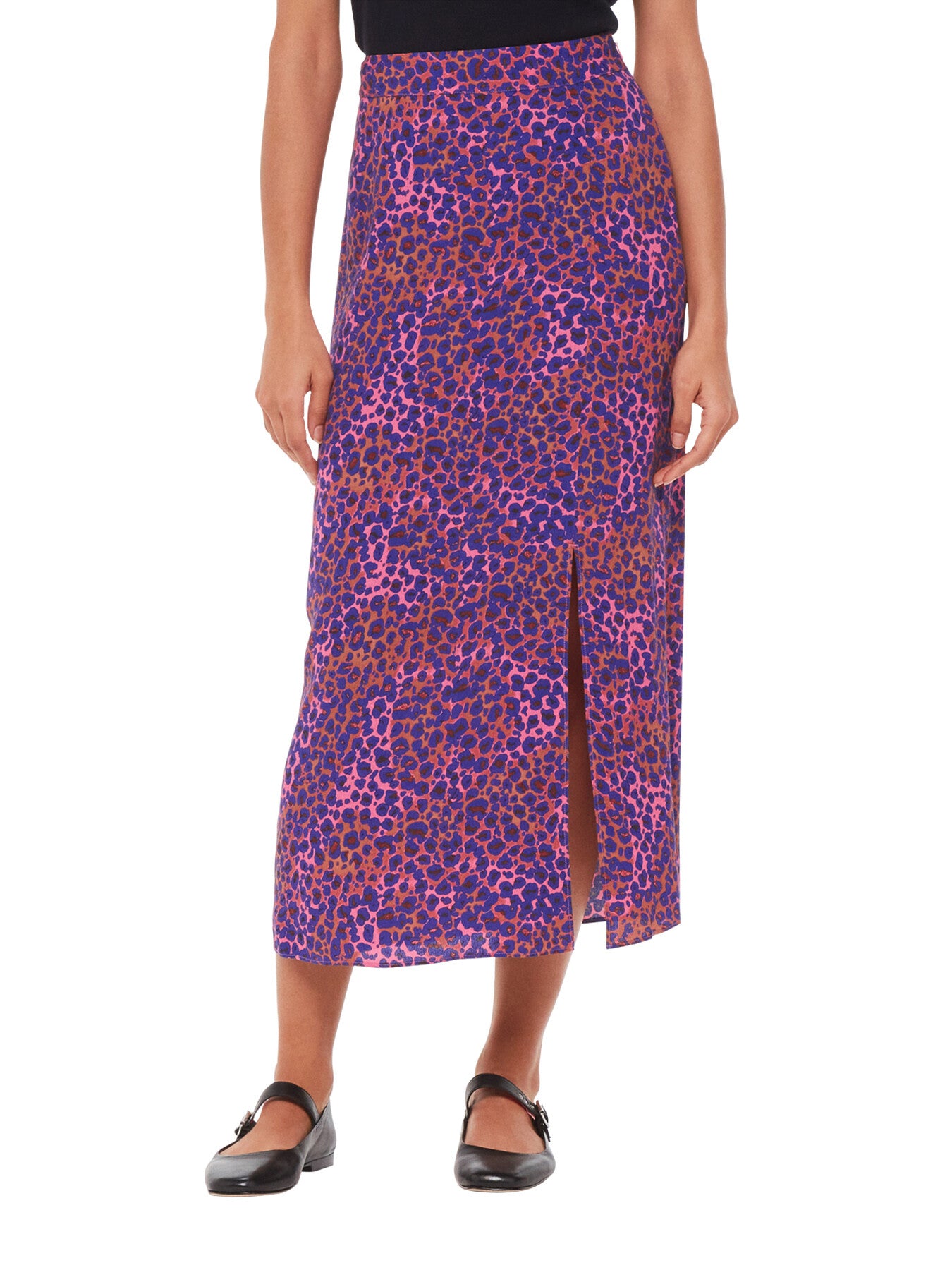 Mottled Leopard Midi Skirt