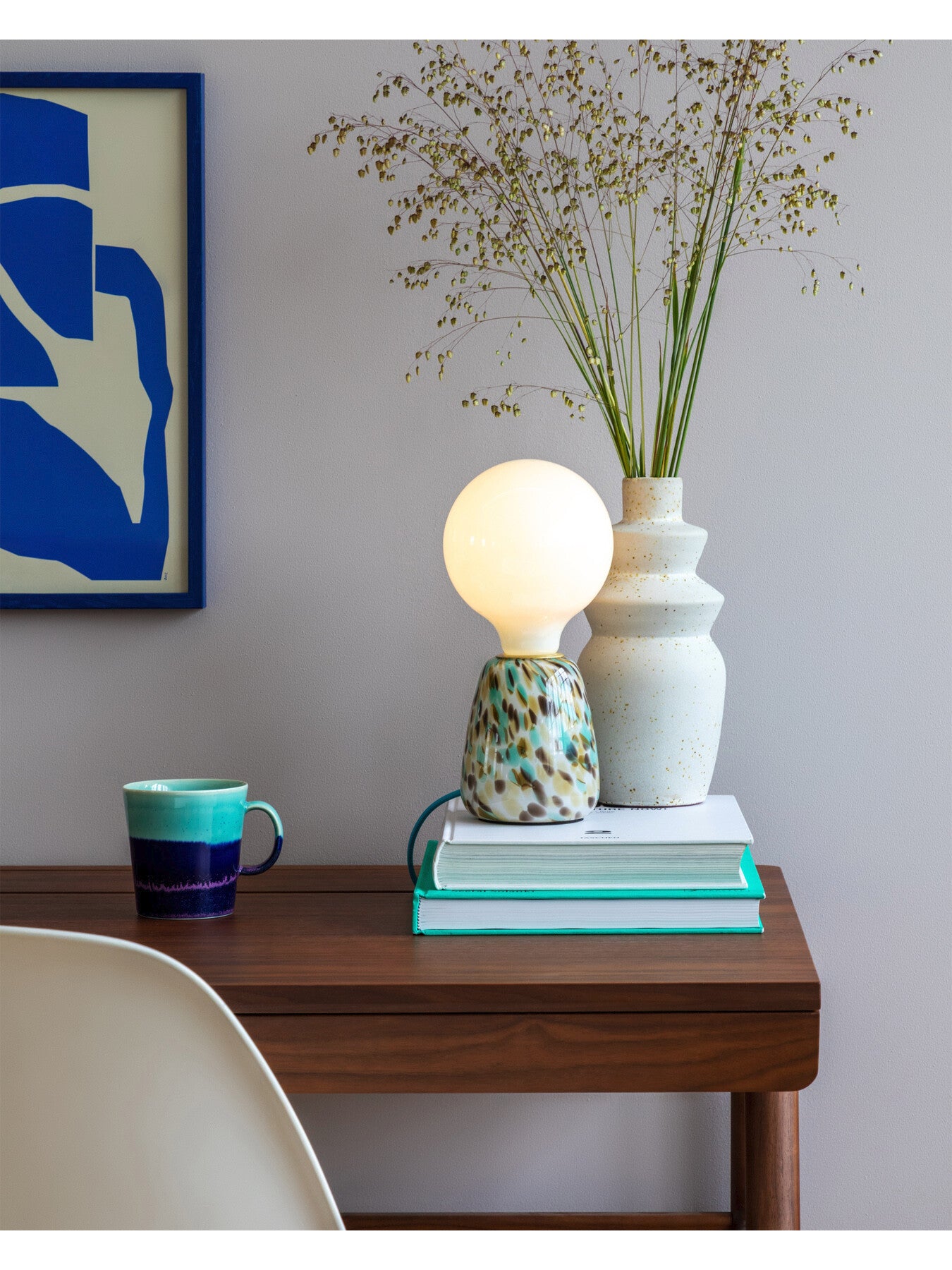 Confetti Glass Table Lamp Turquoise Small