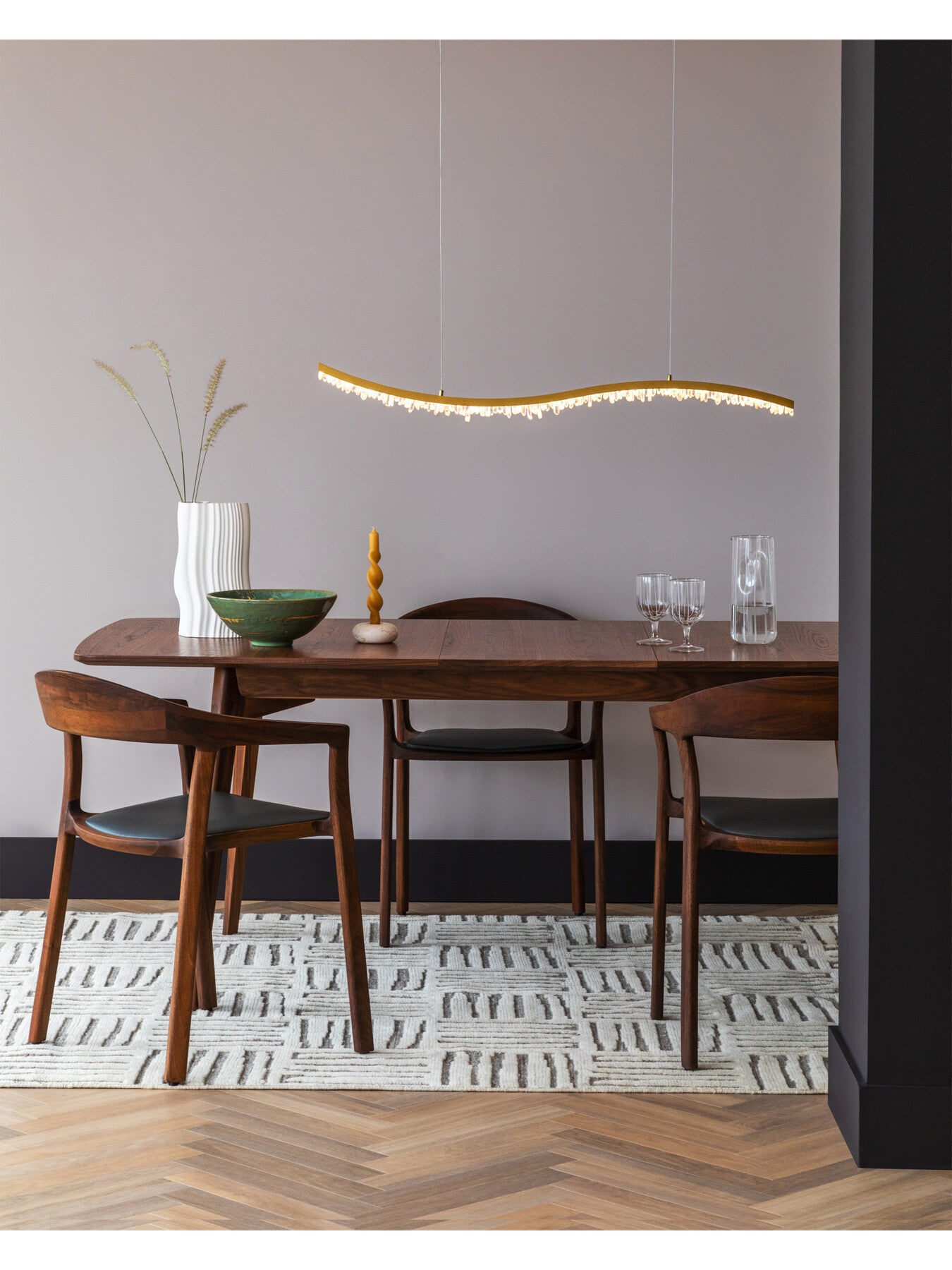 Rock Crystal LED Pendant Brushed Gold