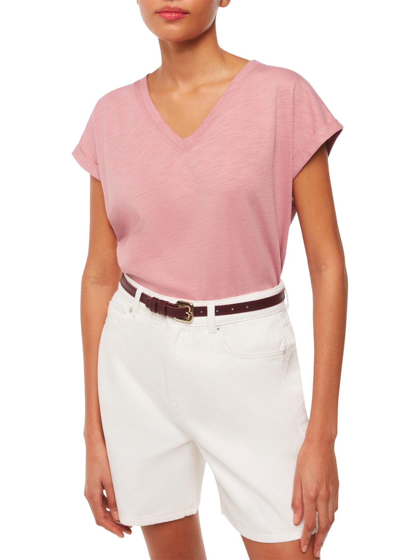 Willa V Neck Cap Sleeve Tee