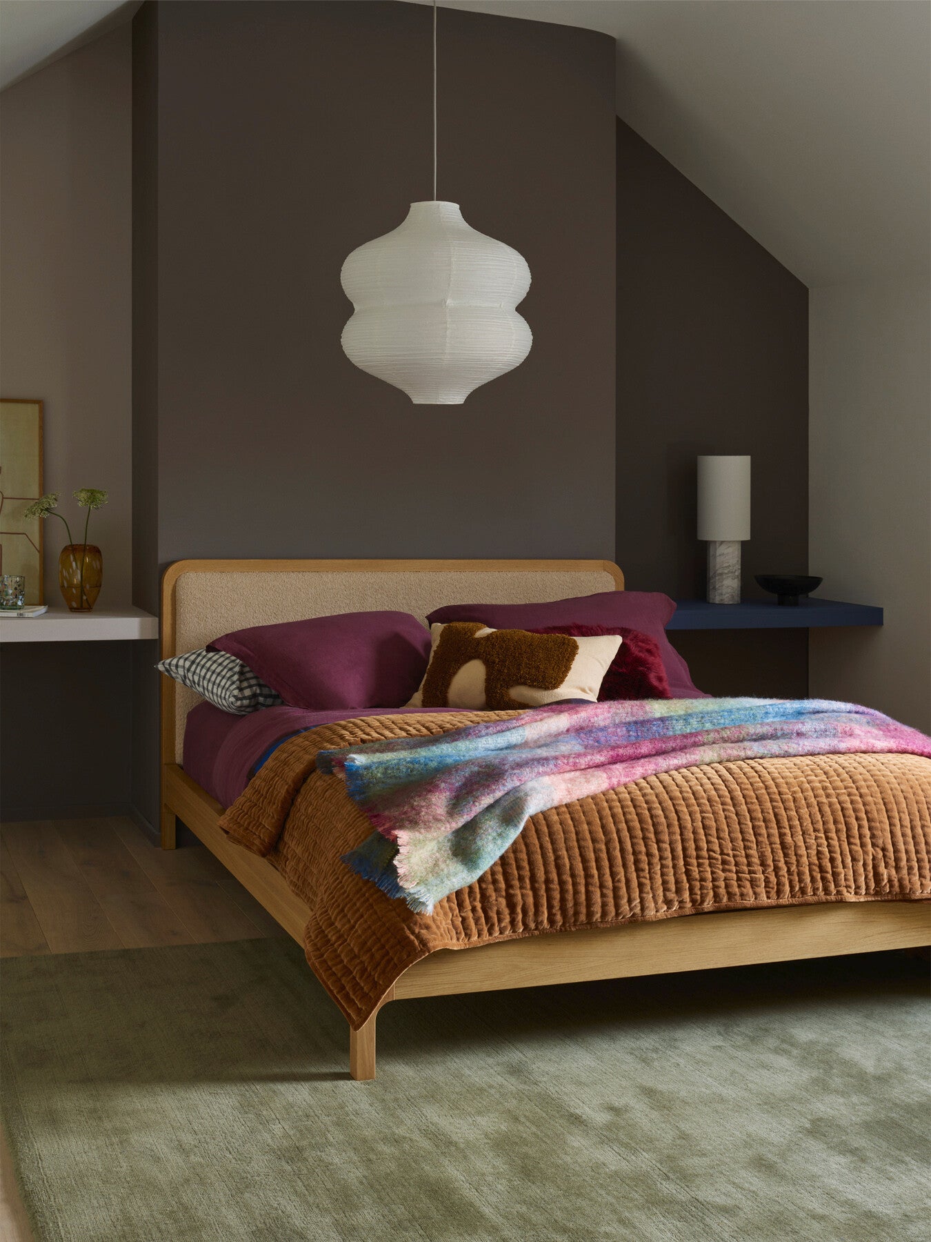 Velvet Kantha Bedspread Toffee 140 x 200