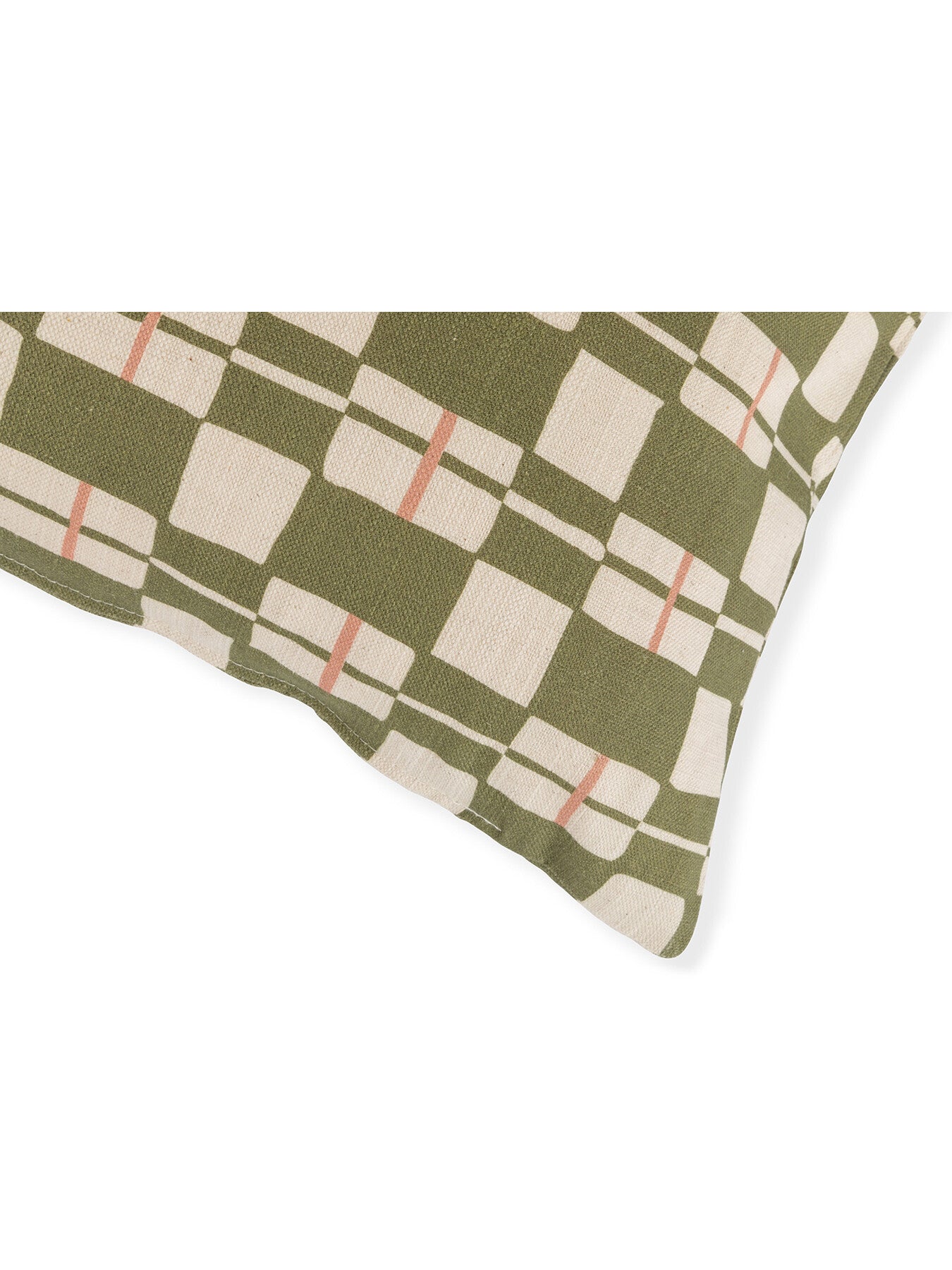 Edith check cushion olive 32 x 55