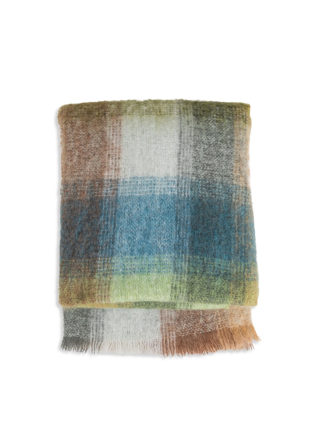 Mohair Check Throw green